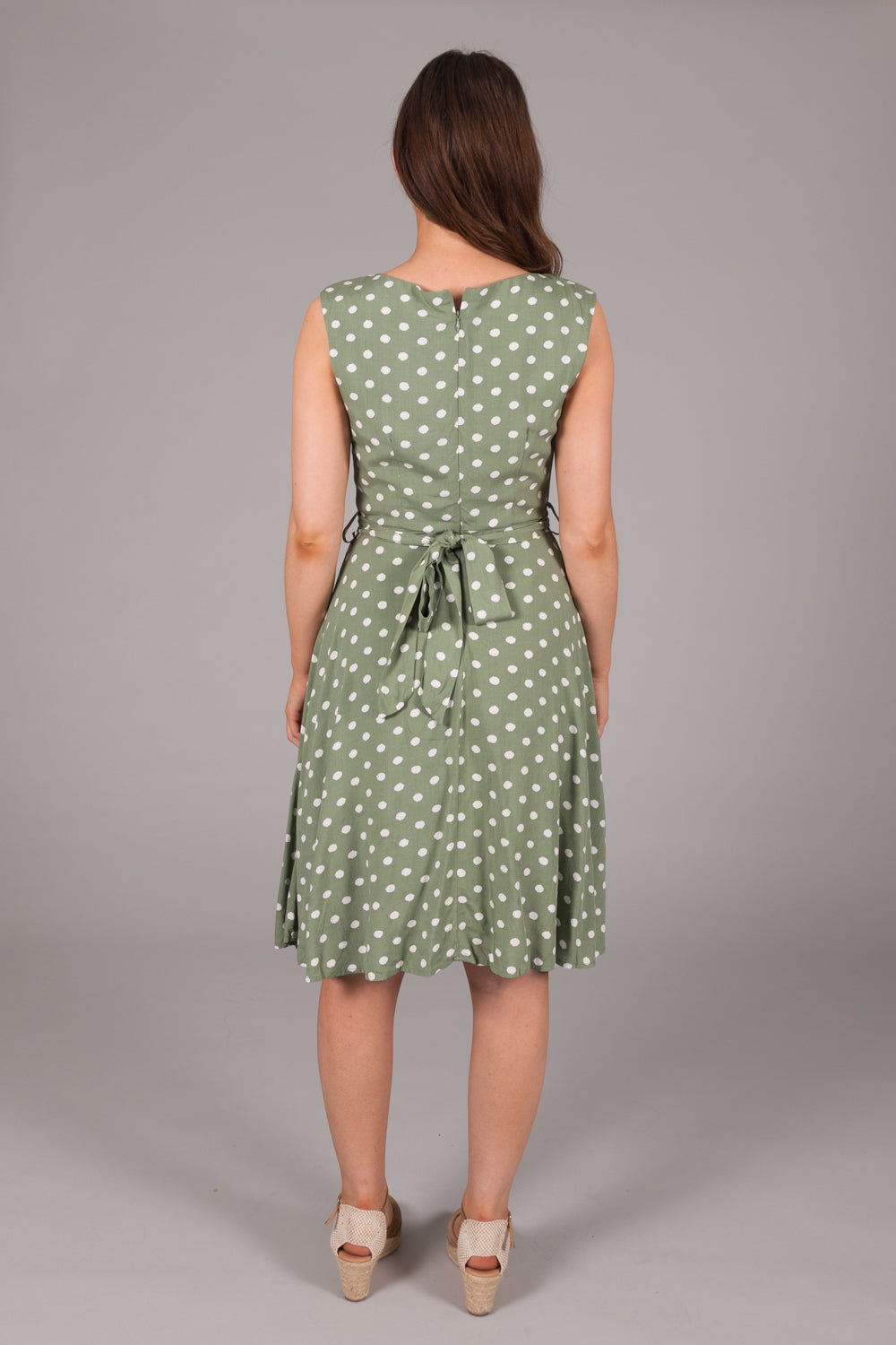 Polka Dot Print Dress - Green