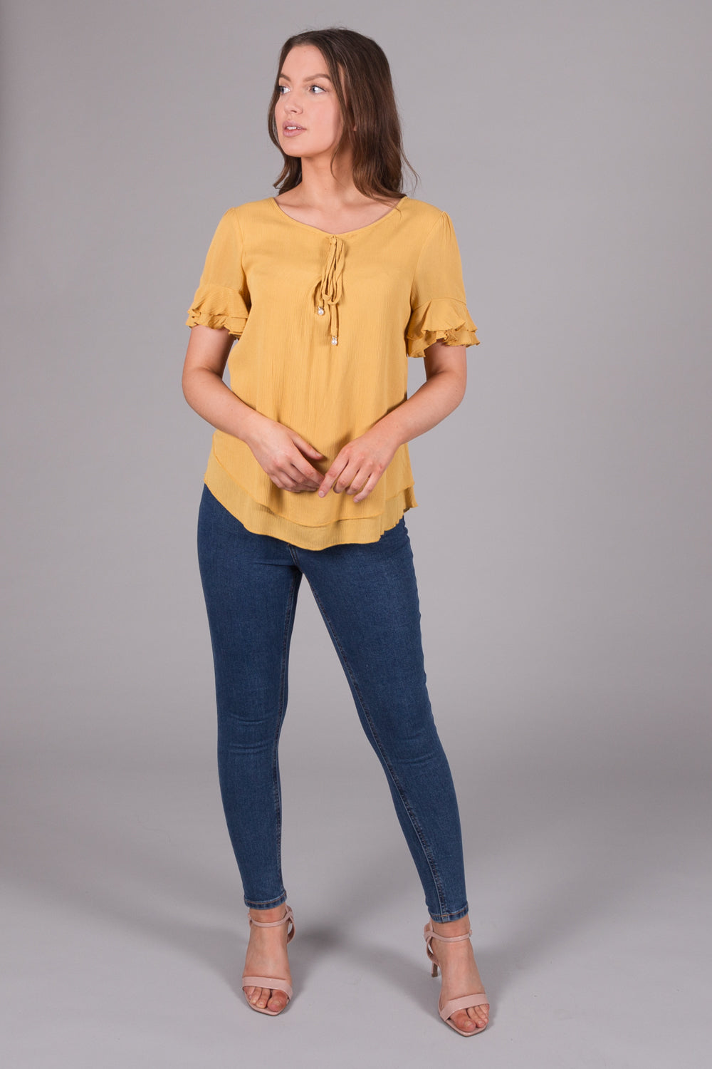 Layered Tie Top - Mustard