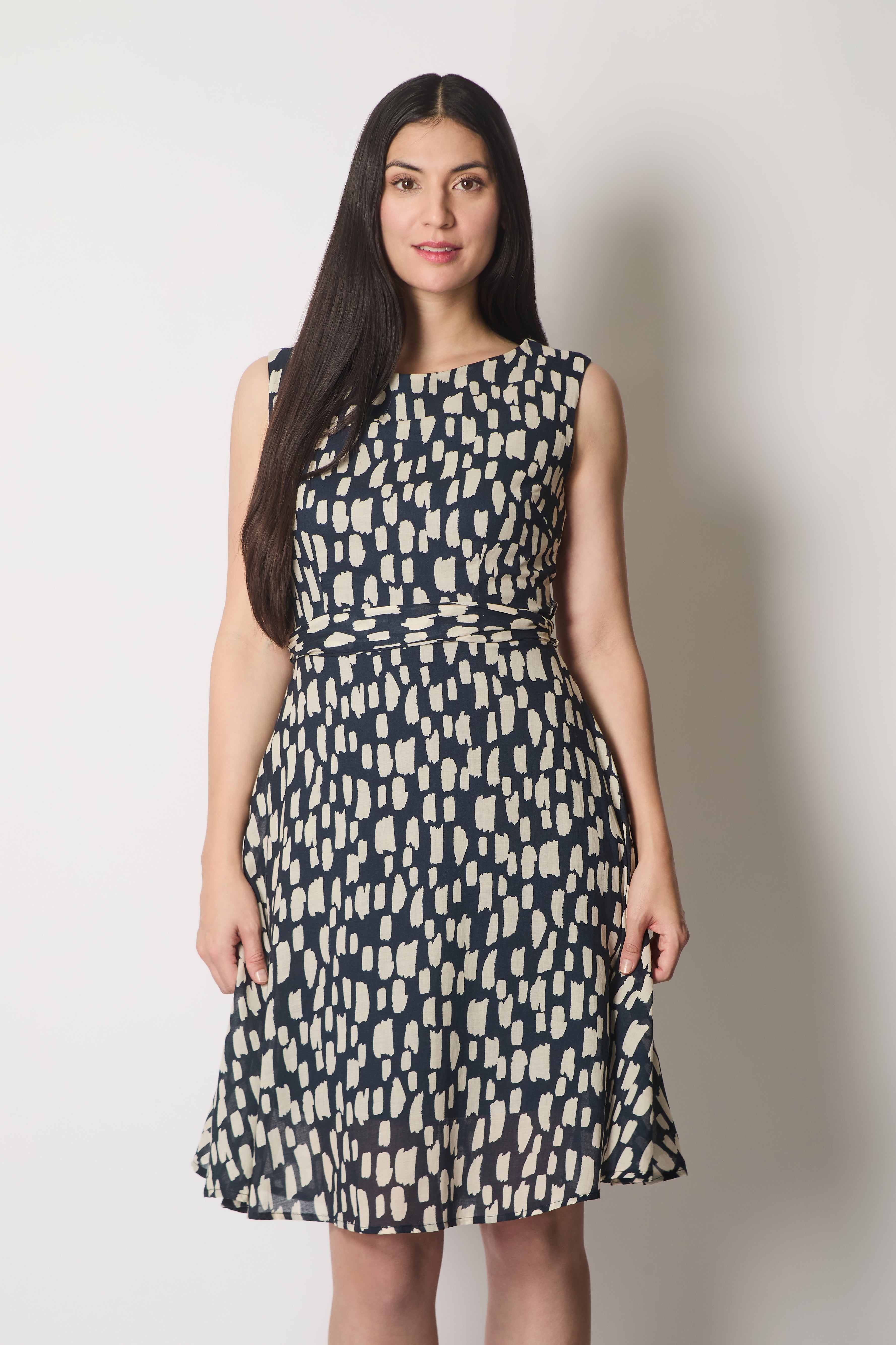 Fit & Flare Brushstroke Print Dress