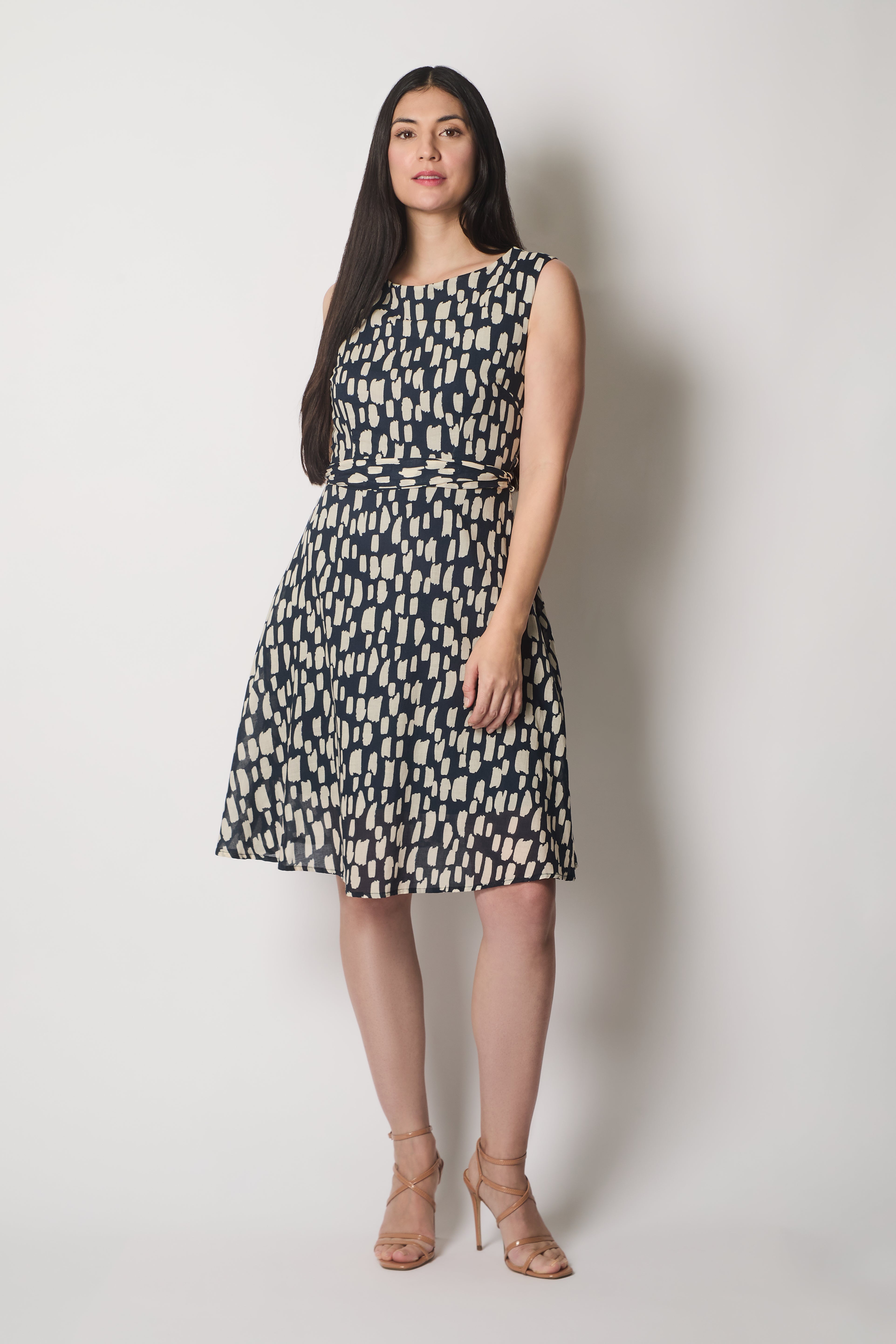 Fit & Flare Brushstroke Print Dress