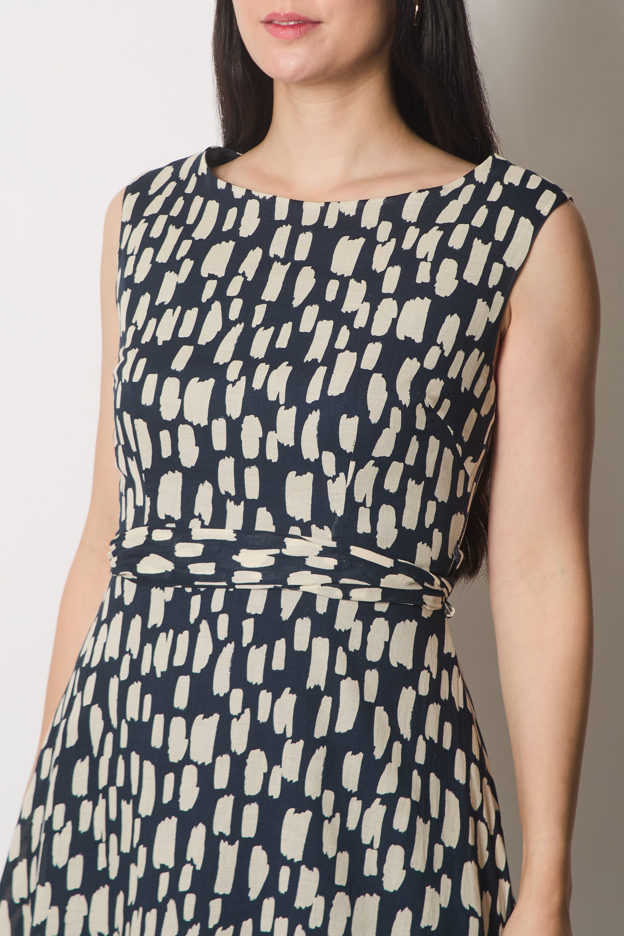 Fit & Flare Brushstroke Print Dress