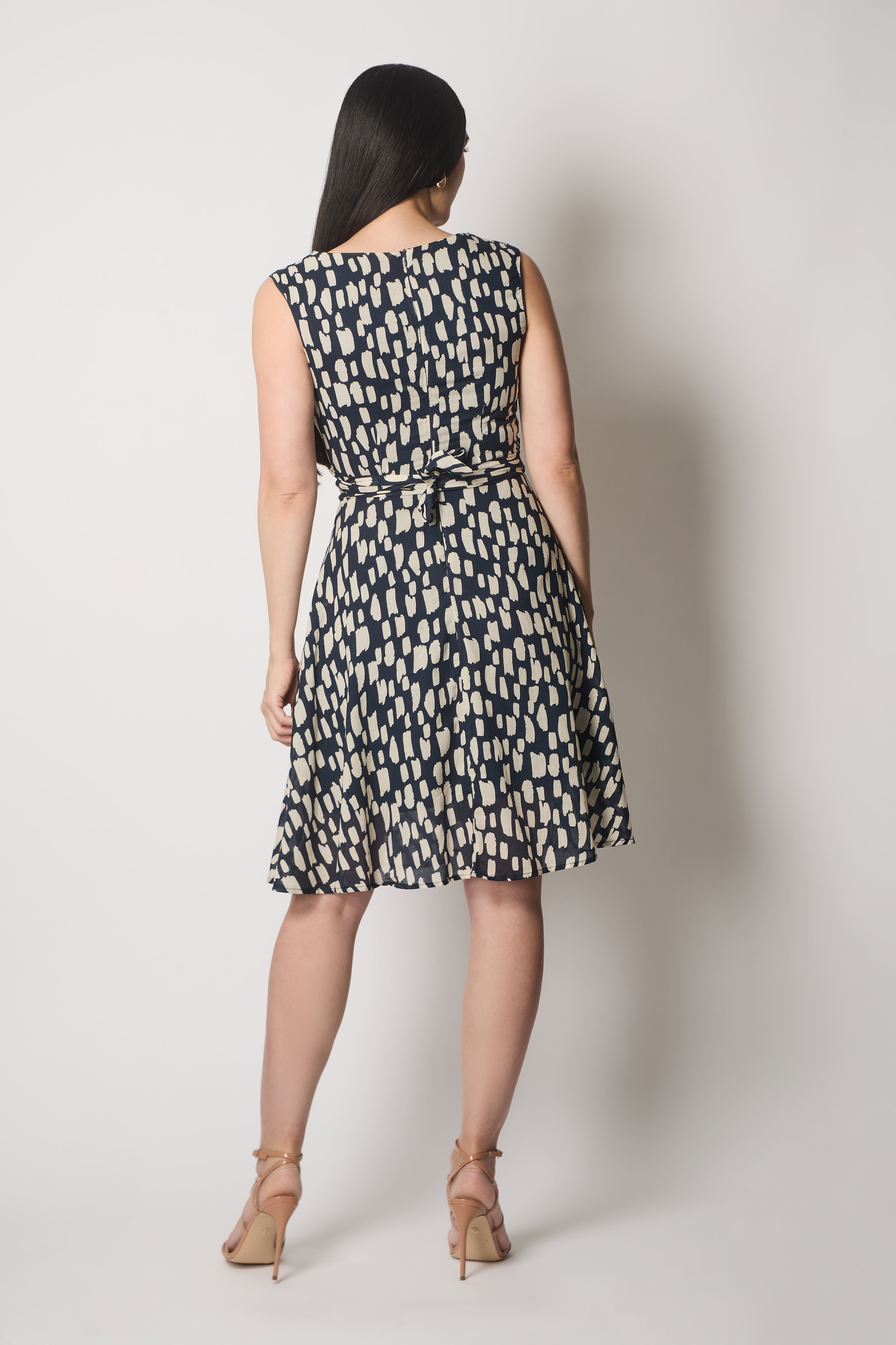 Fit & Flare Brushstroke Print Dress