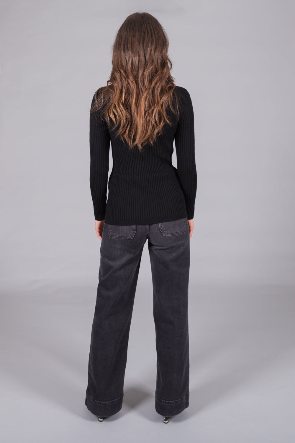 Cable Knit Turtleneck Jumper - Black