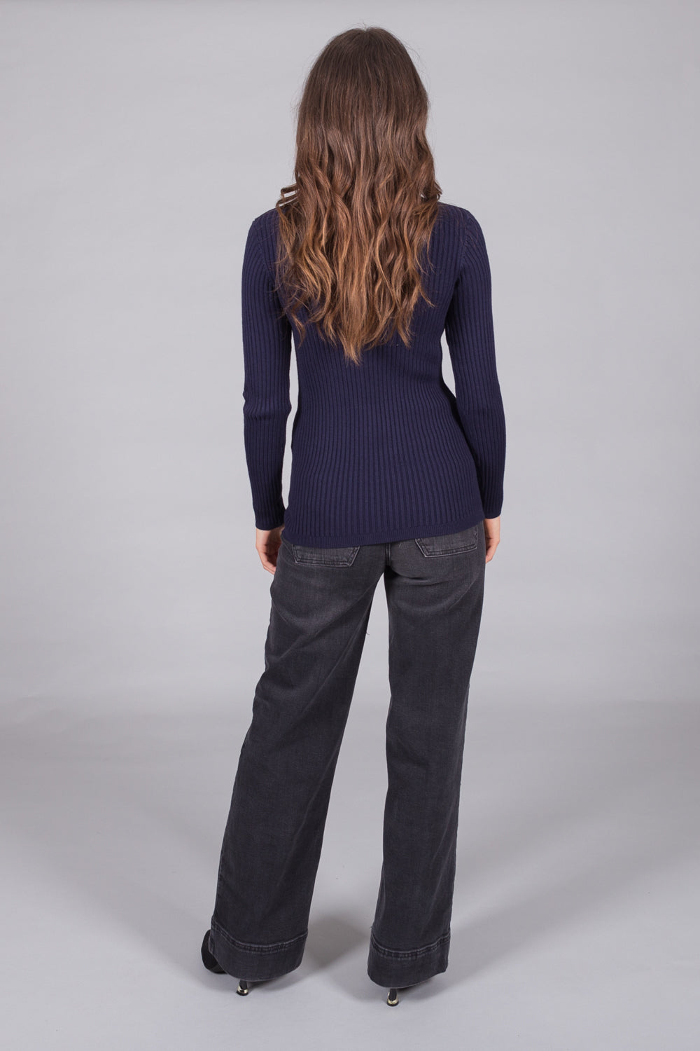 Cable Knit Turtleneck Jumper - Navy