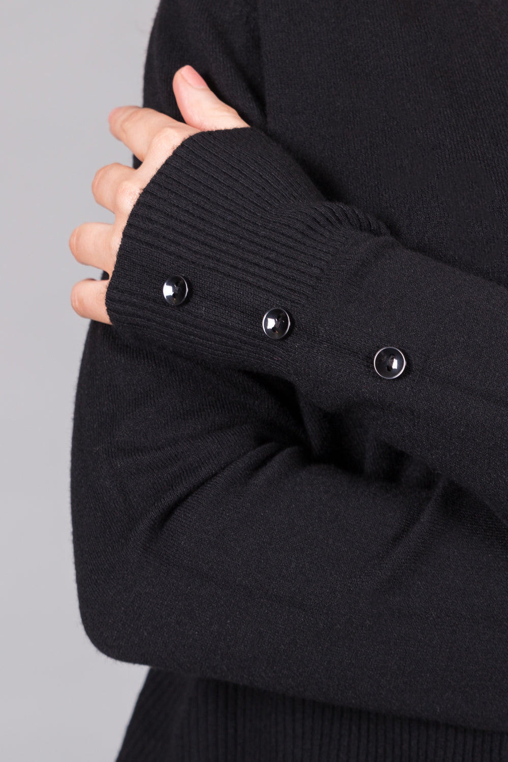 V-Neck Knit Cardigan - Black