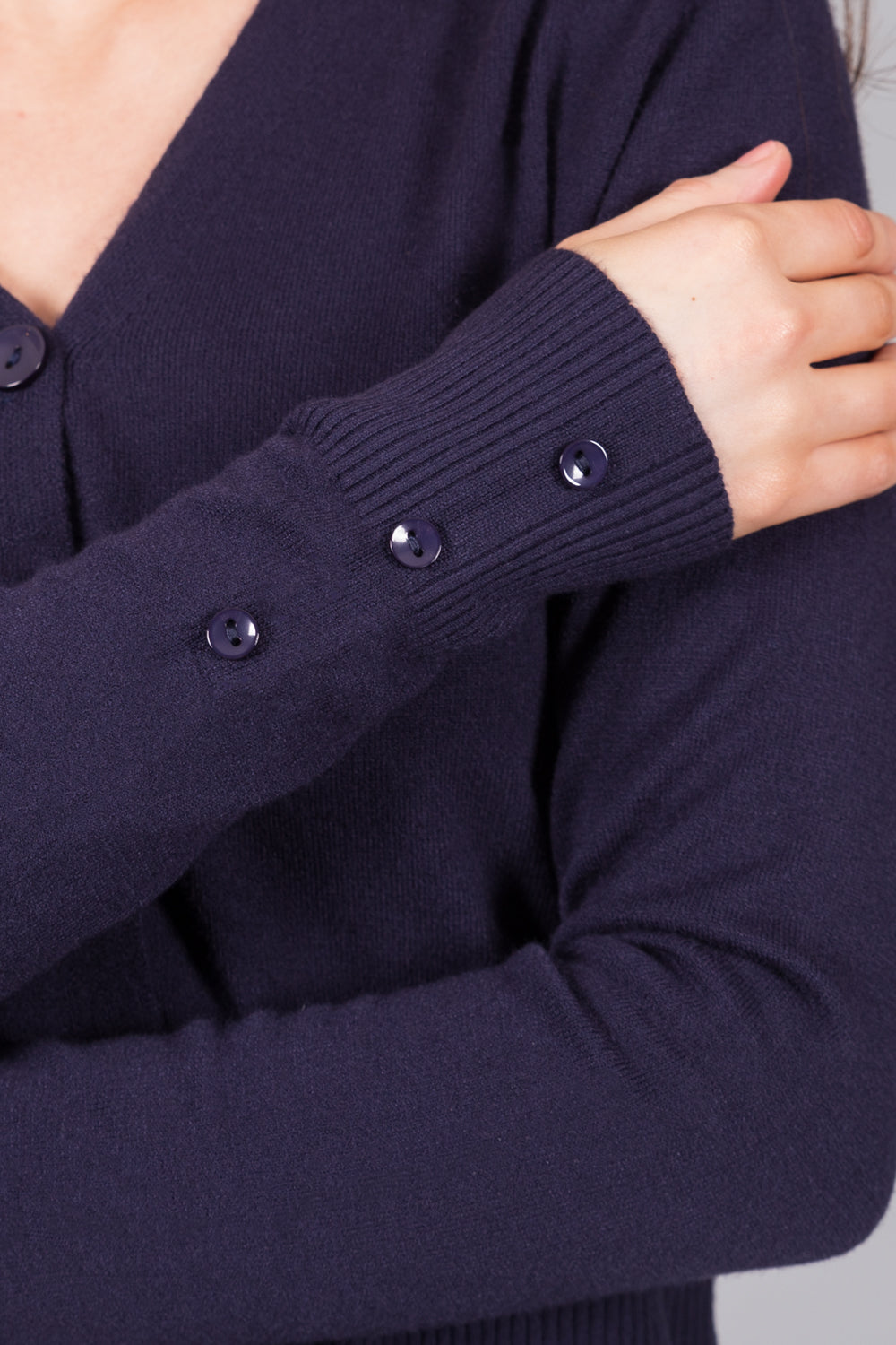 V-Neck Knit Cardigan - Navy