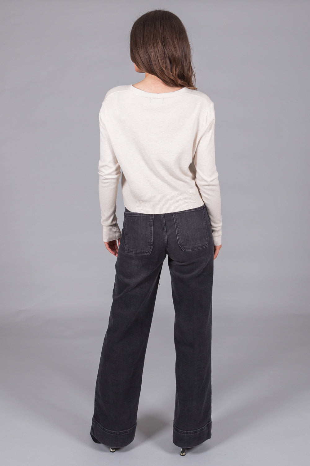 V-Neck Knit Cardigan - Stone