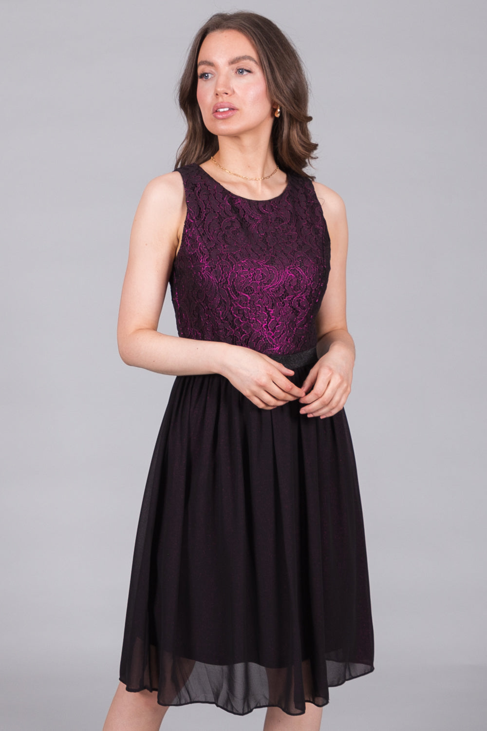Sleeveless Lace Bodice Occasion Dress