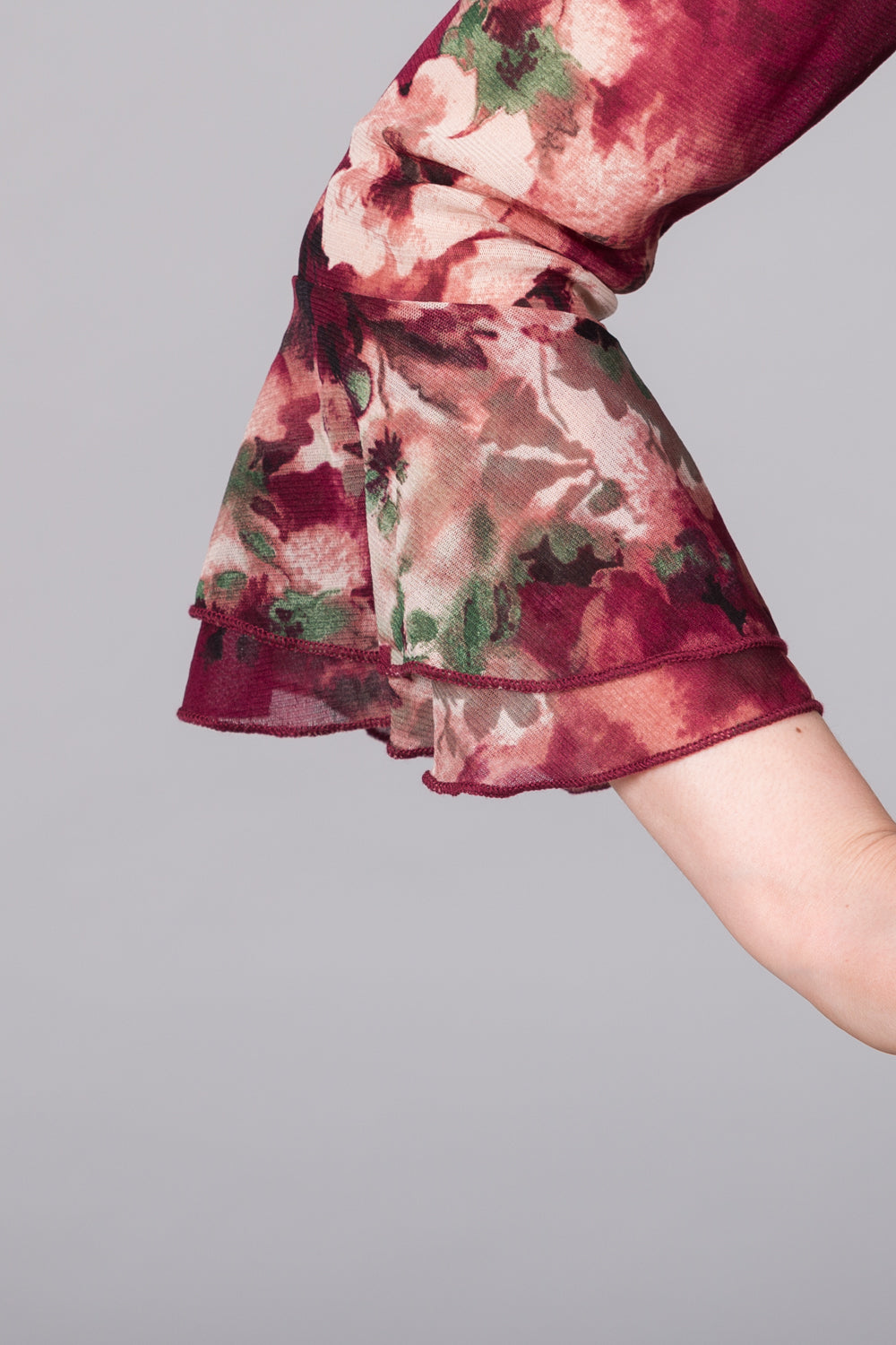 Floral Print Top with Flared Sleeves