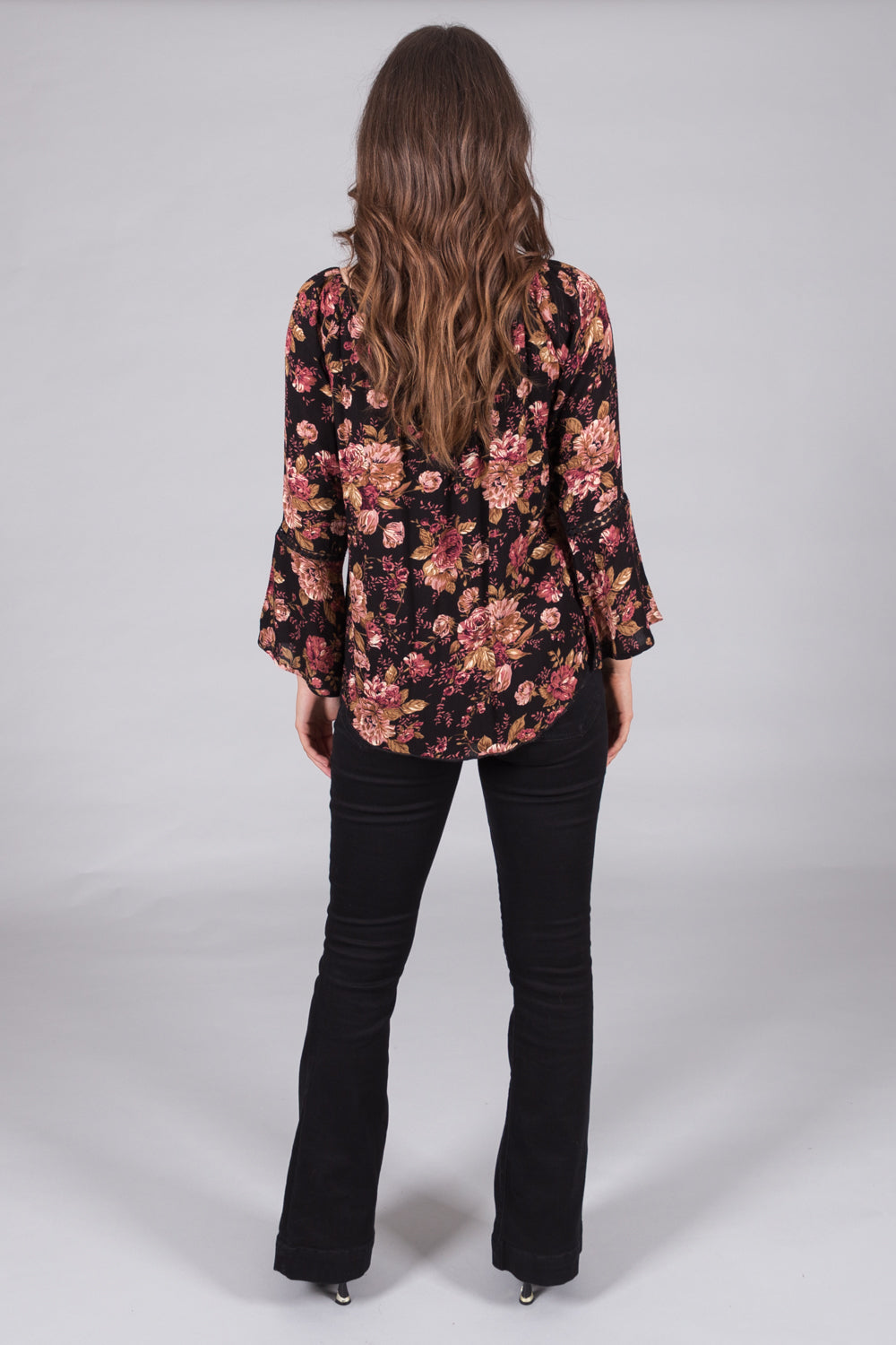 Floral Top with Bell Sleeves