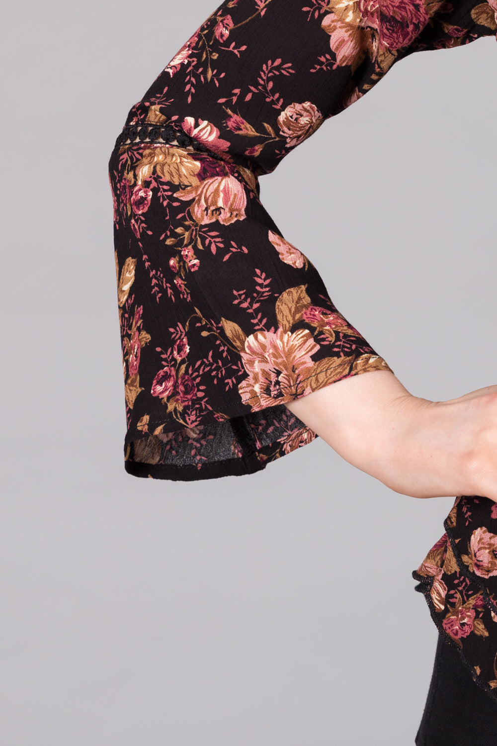 Floral Top with Bell Sleeves