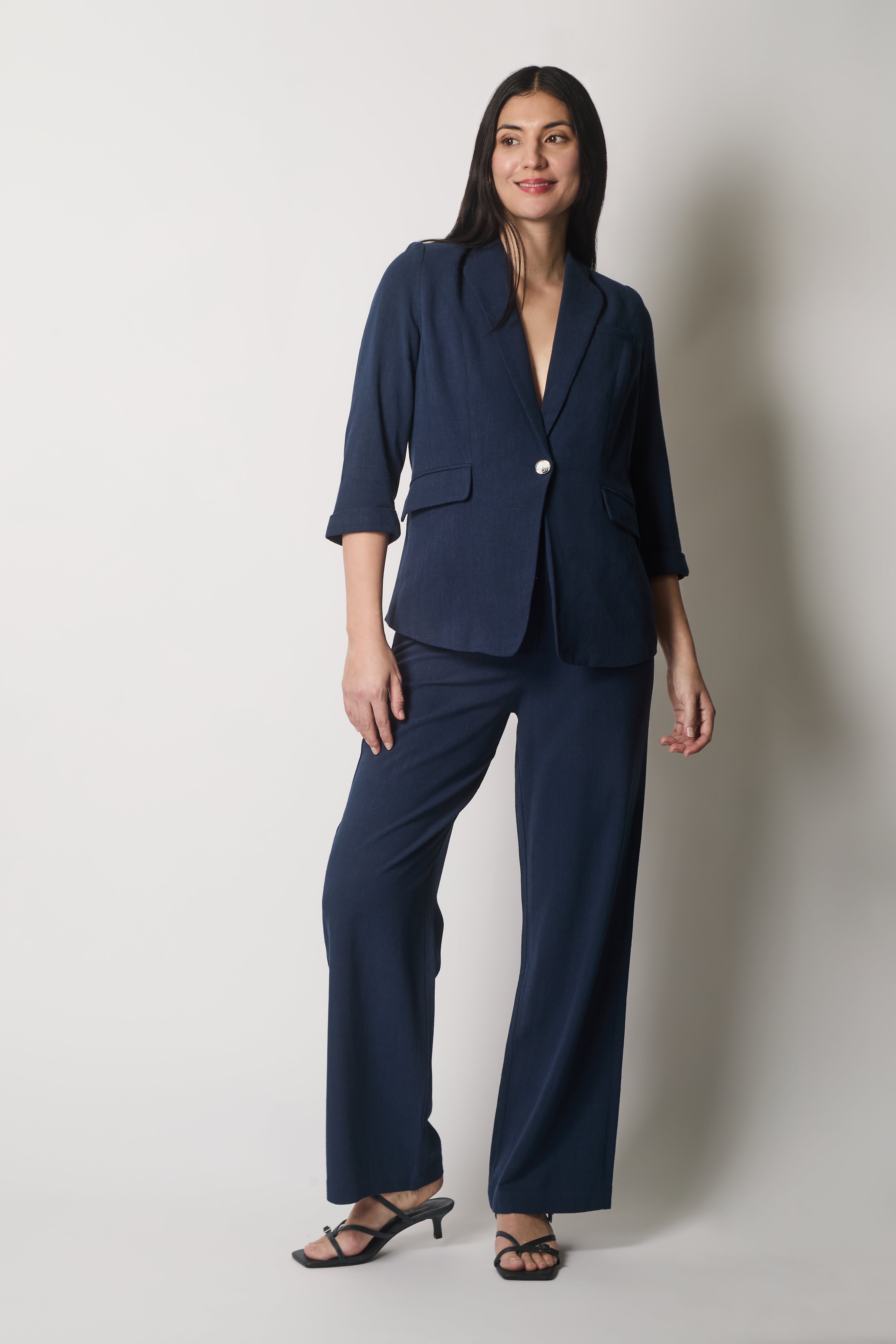 Tailored Linen Jacket - Navy