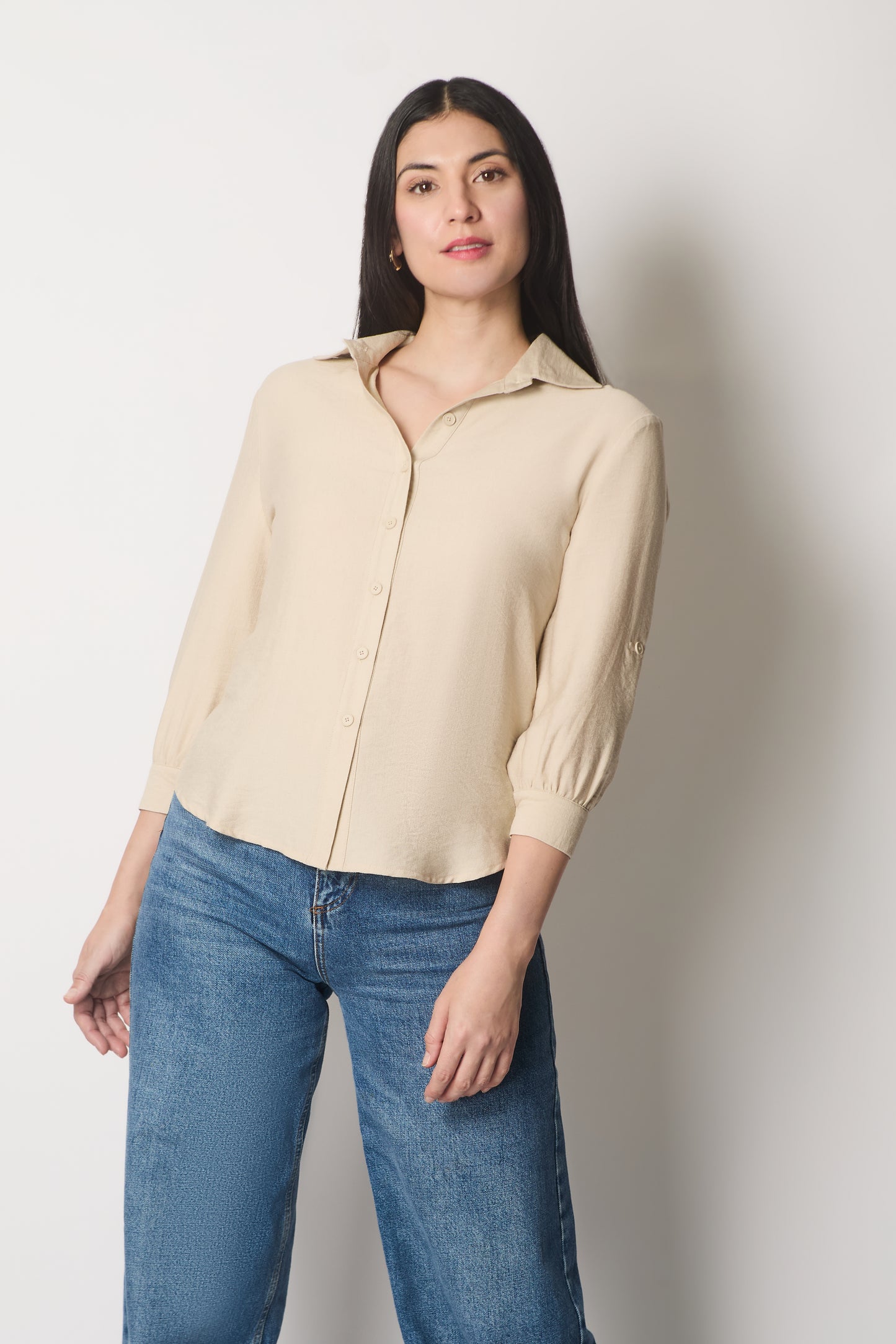 Shirt with Button Cuffs - Stone