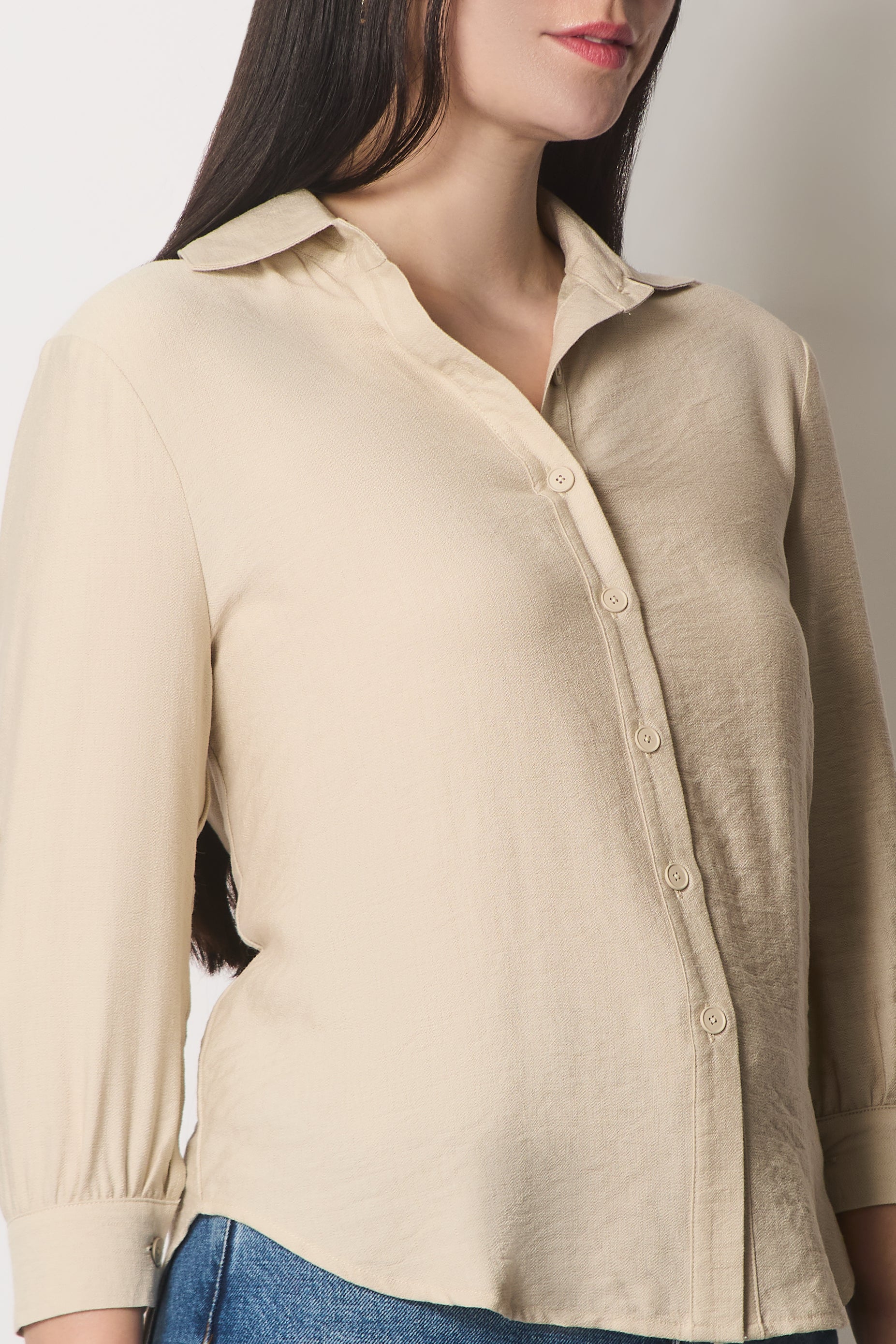 Shirt with Button Cuffs - Stone