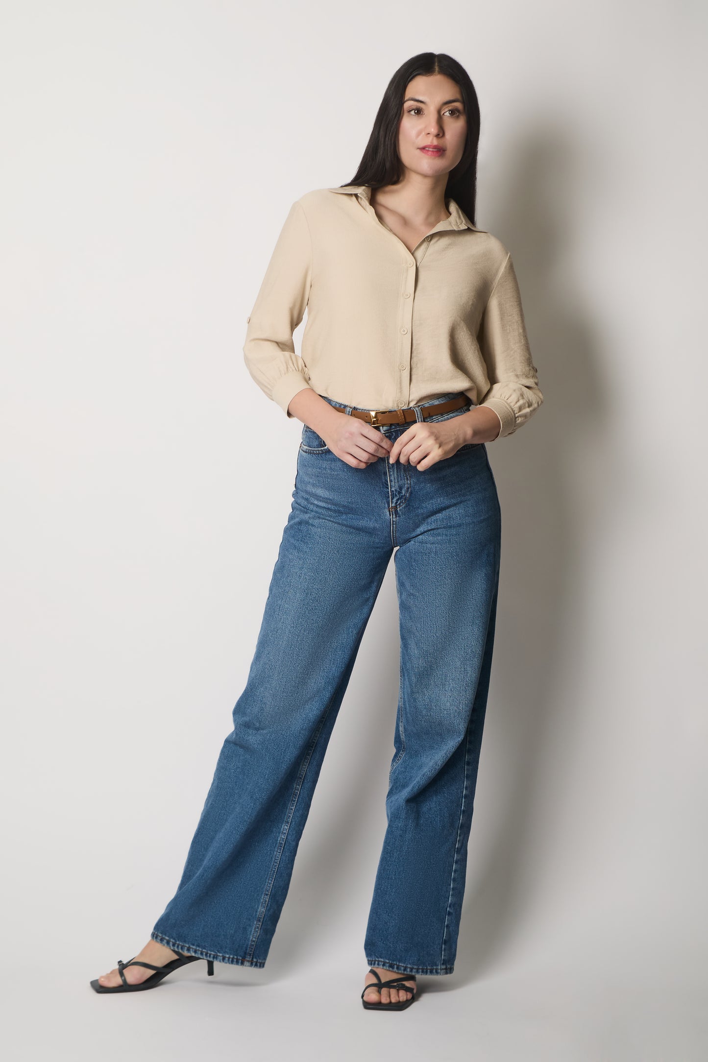 Shirt with Button Cuffs - Stone