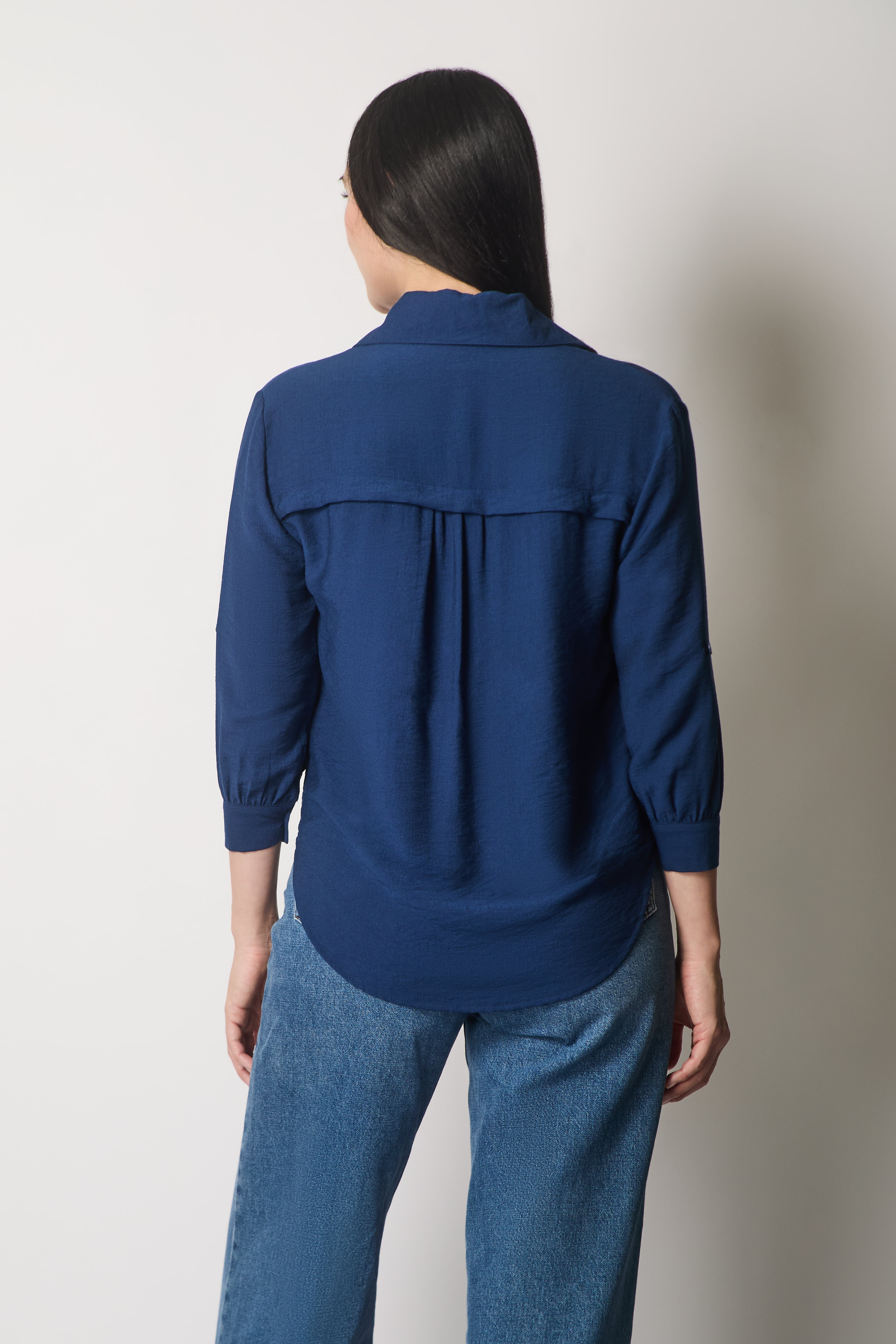 Shirt with Button Cuffs - Navy