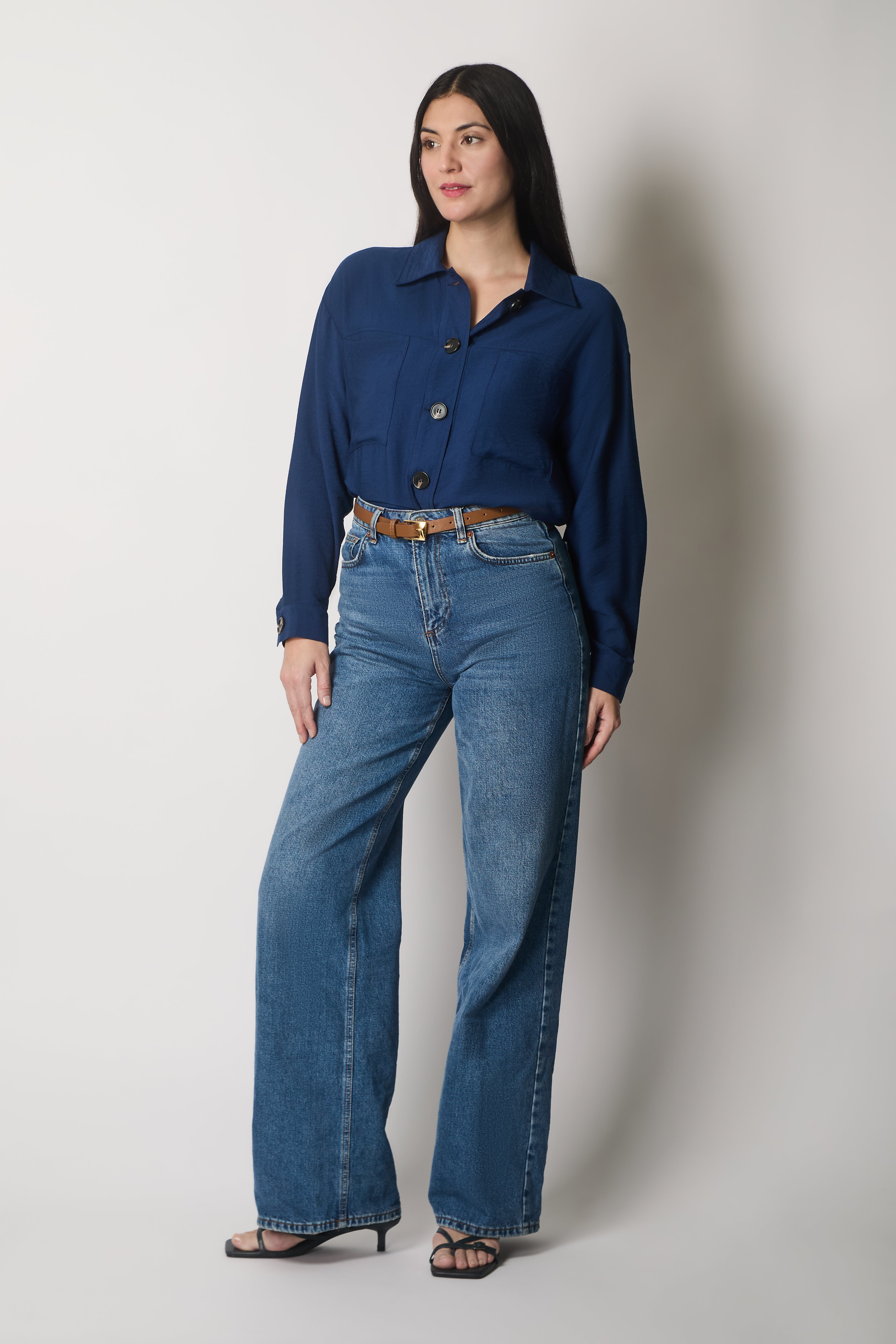 Shirt Jacket with Pockets - Navy