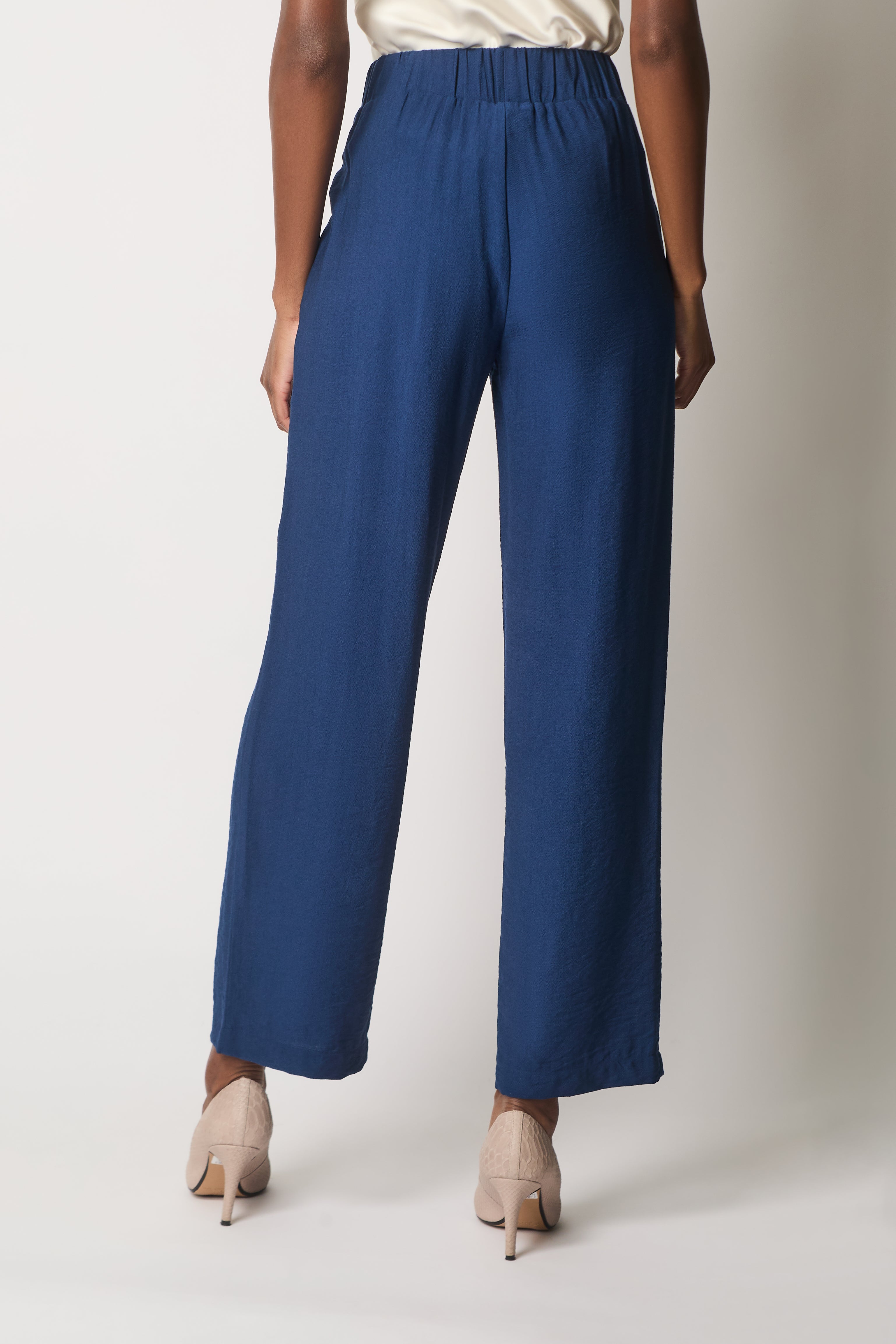 High-Waisted Tailored Trousers - Navy