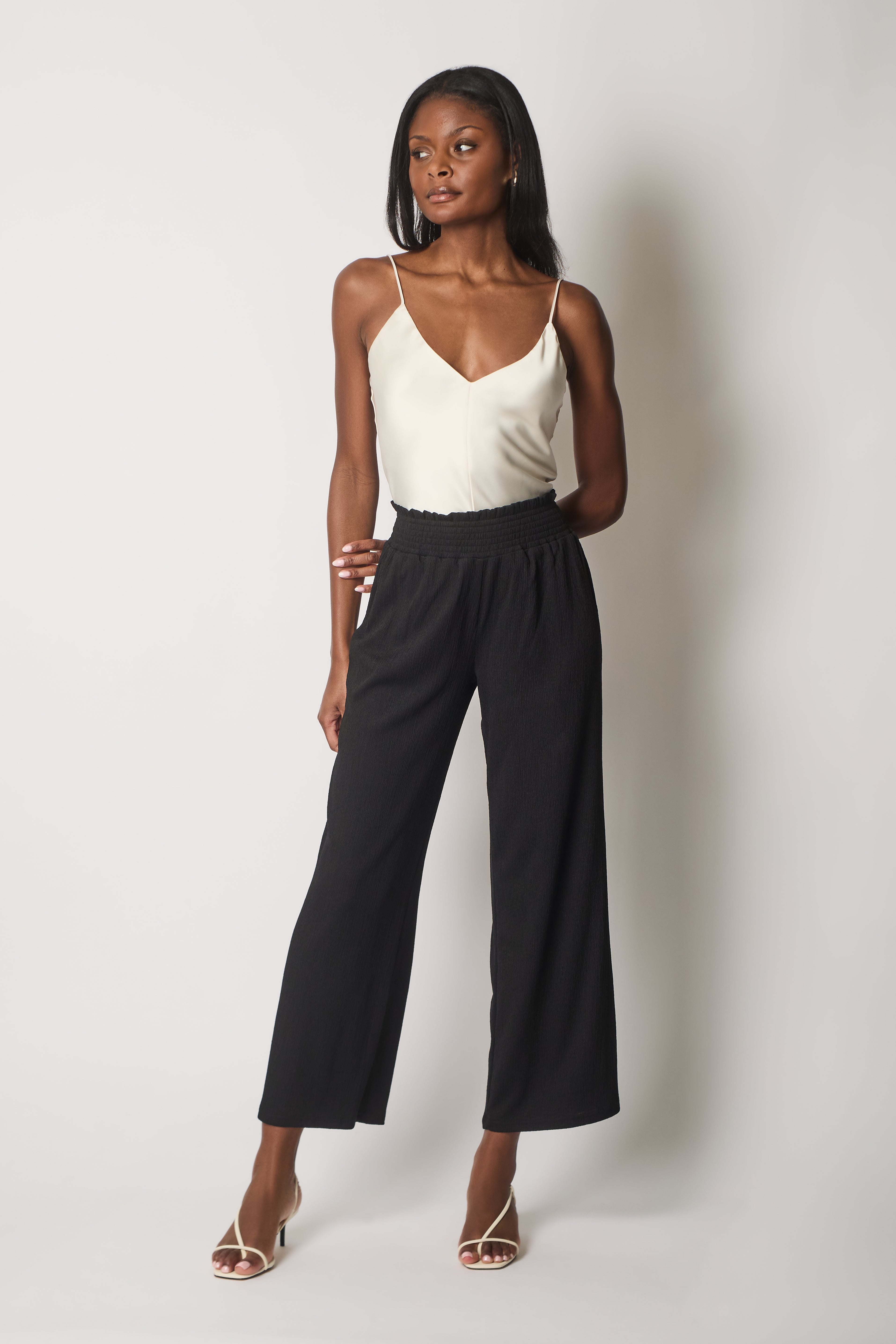Black High-Waisted Palazzo Trousers