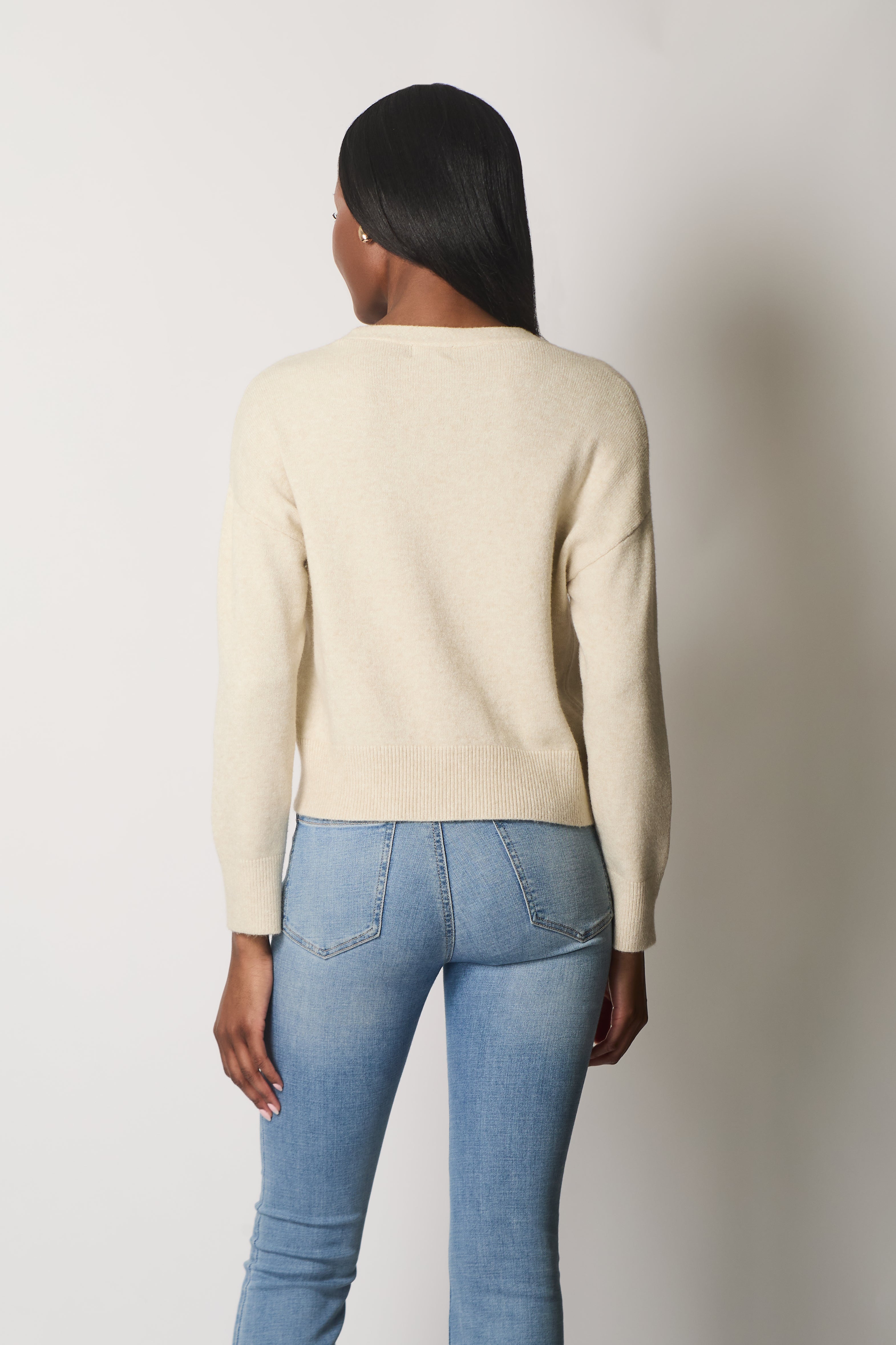 V-Neck Buttoned Cardigan with Pockets - Stone