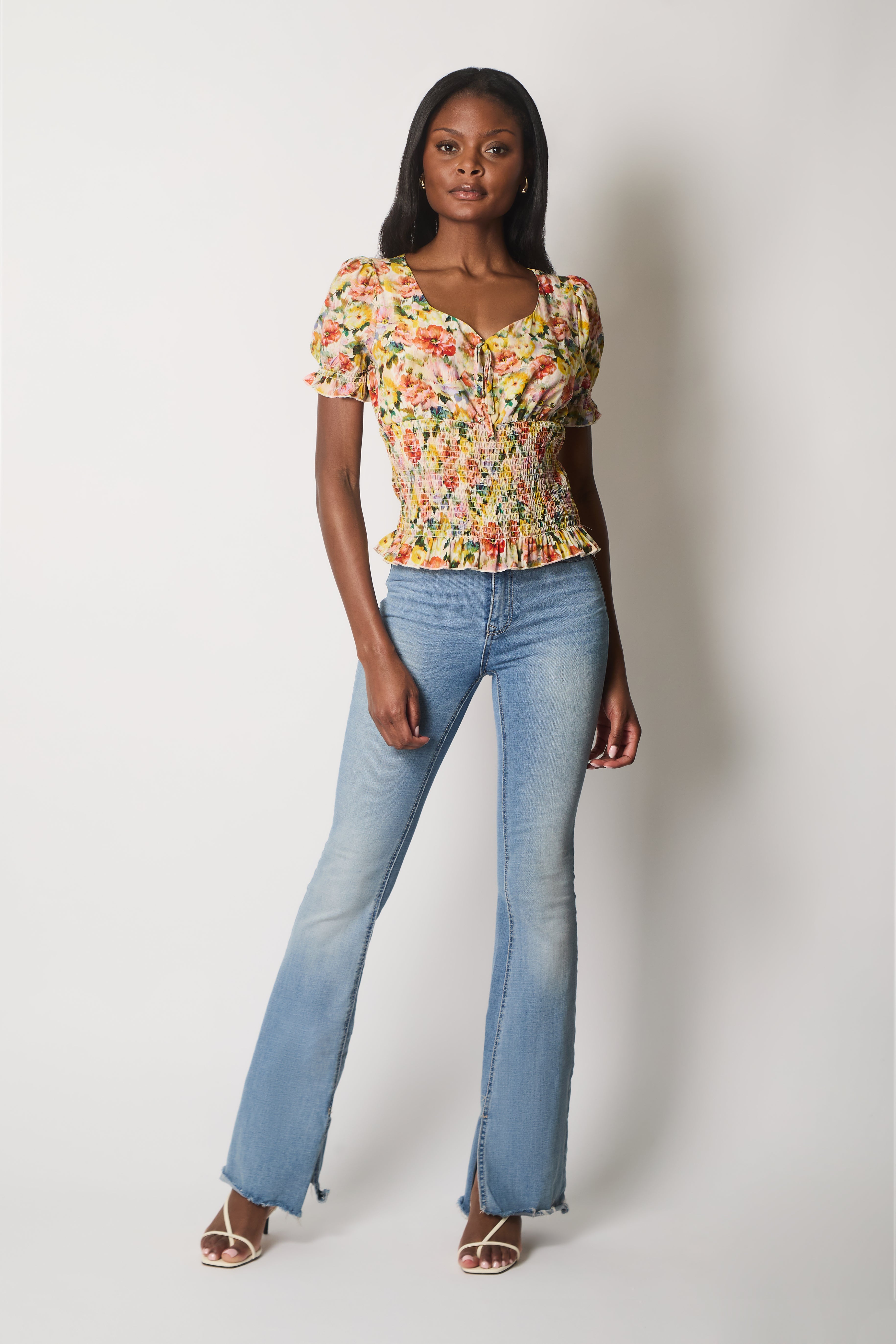Floral Smock Waist Top - Multi