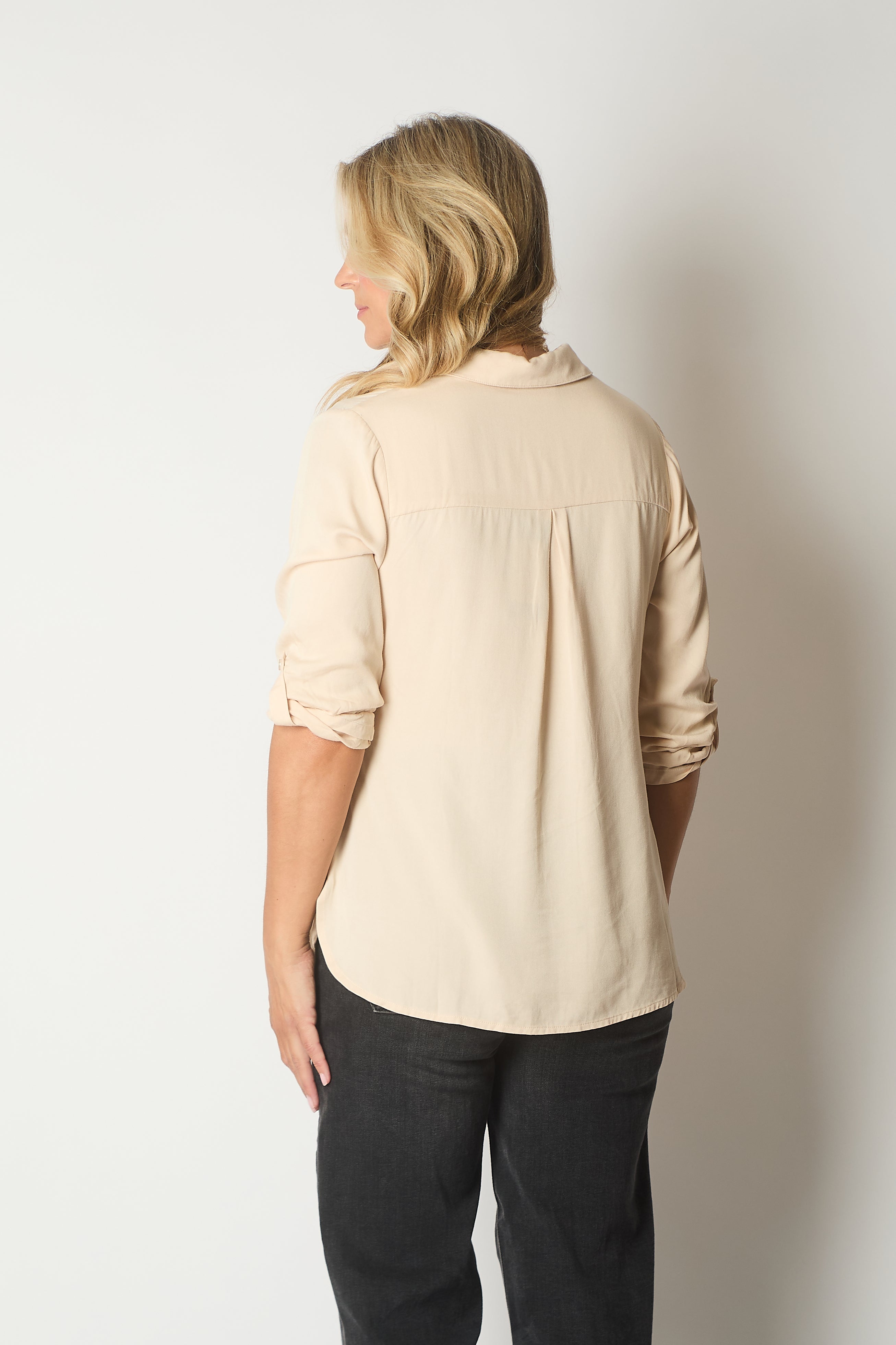 Button-Up Blouse with Pockets - Ecru