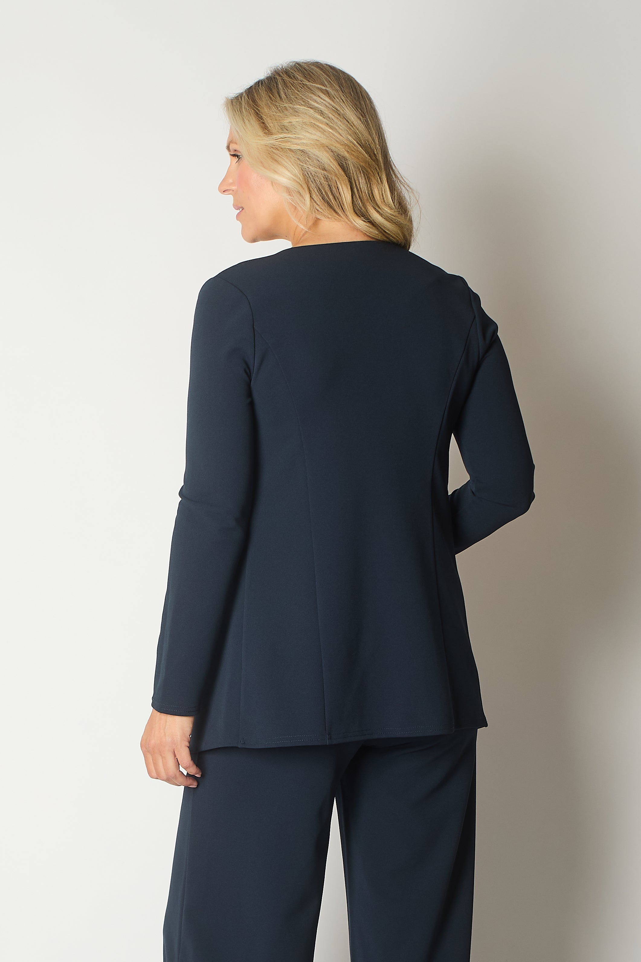 Blazer with Decorative Zip Pockets - Navy