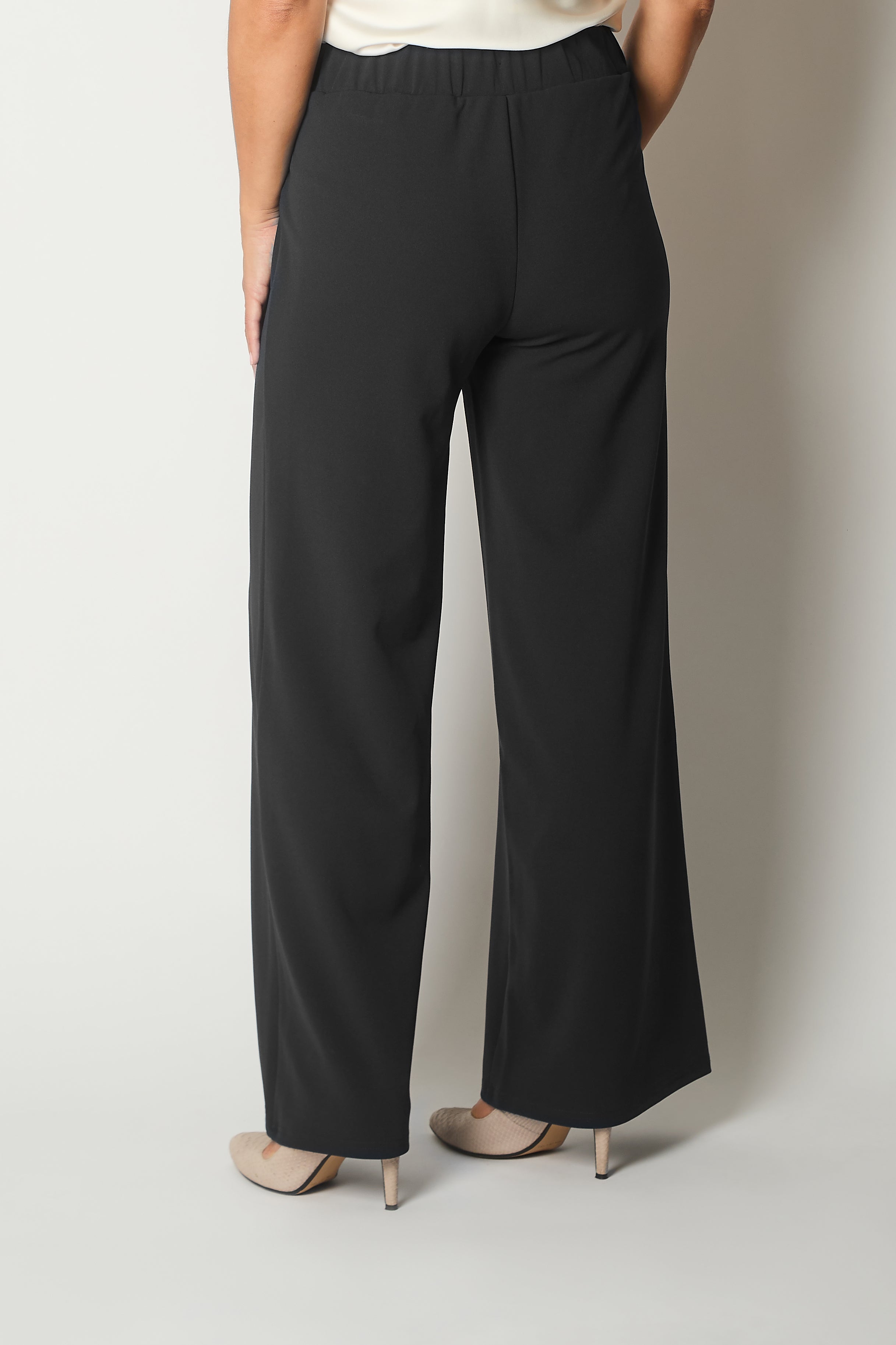 High-Waist Wide-Leg Trousers - Black