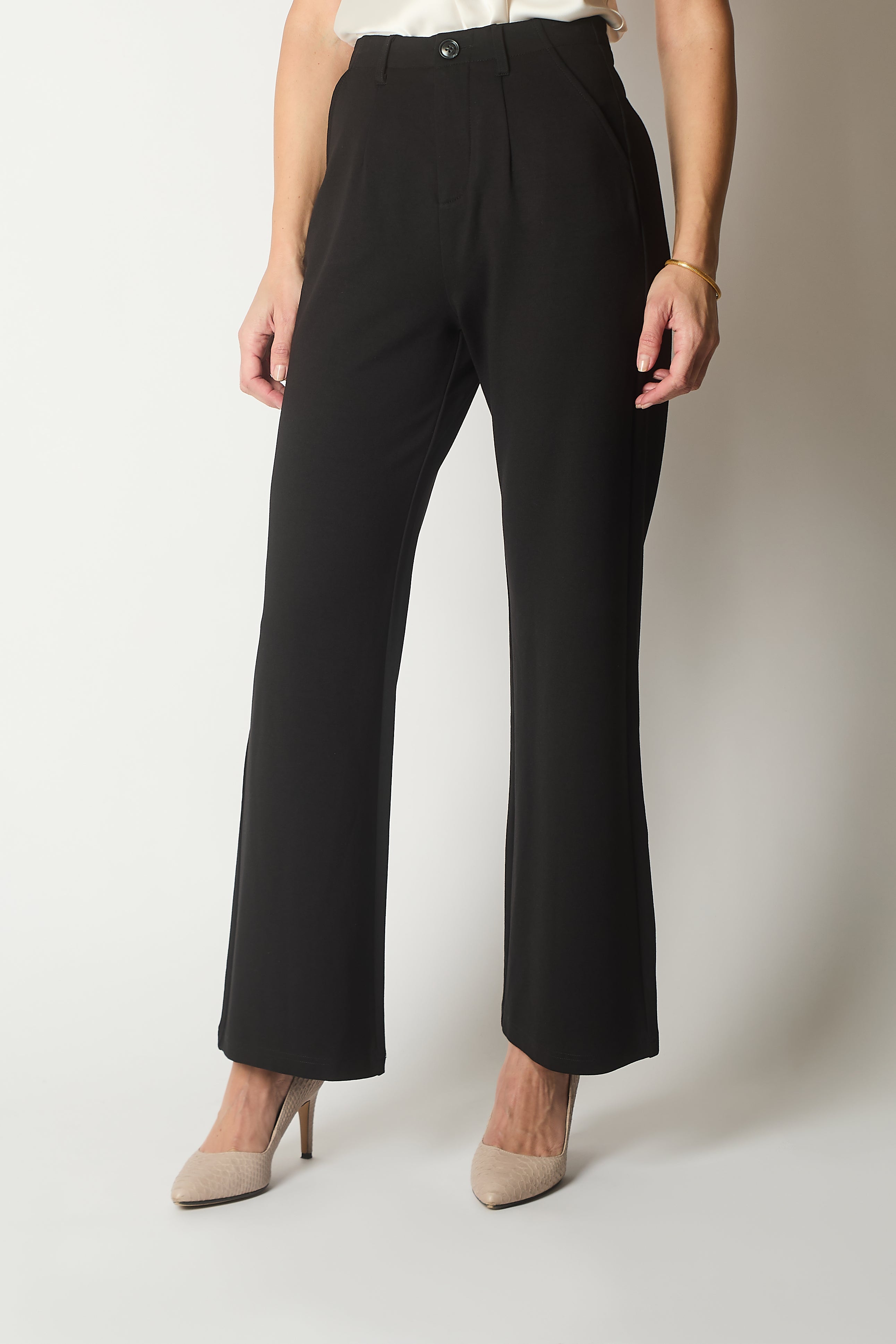 Black Tailored Straight-Leg Trousers