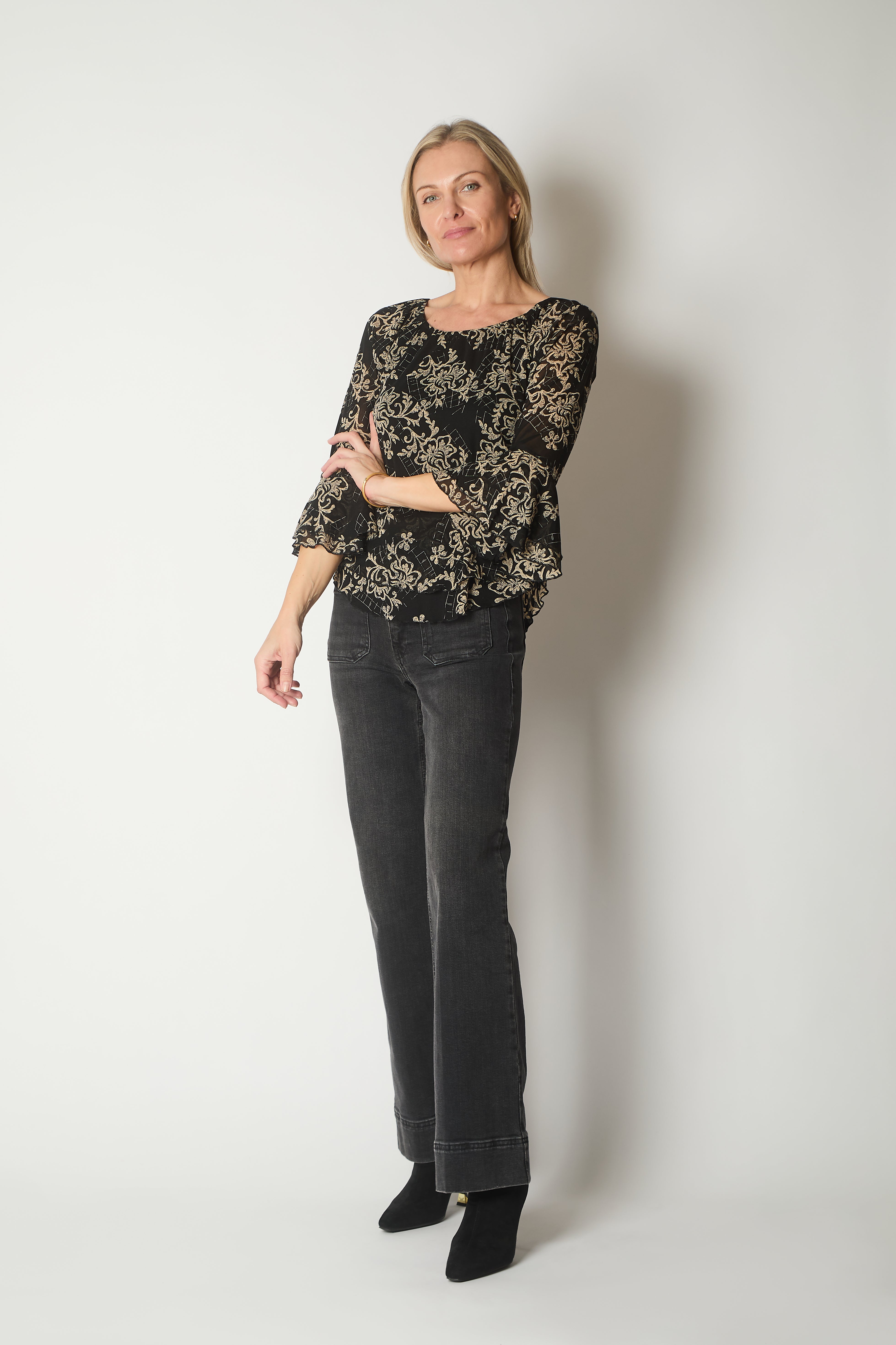 Baroque Print Long Sleeve Top