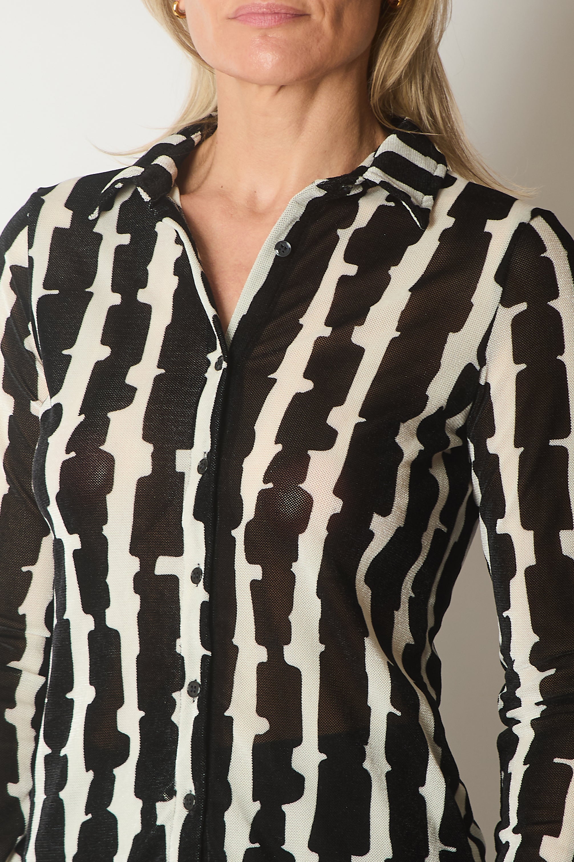 Abstract Print Button-Up Shirt