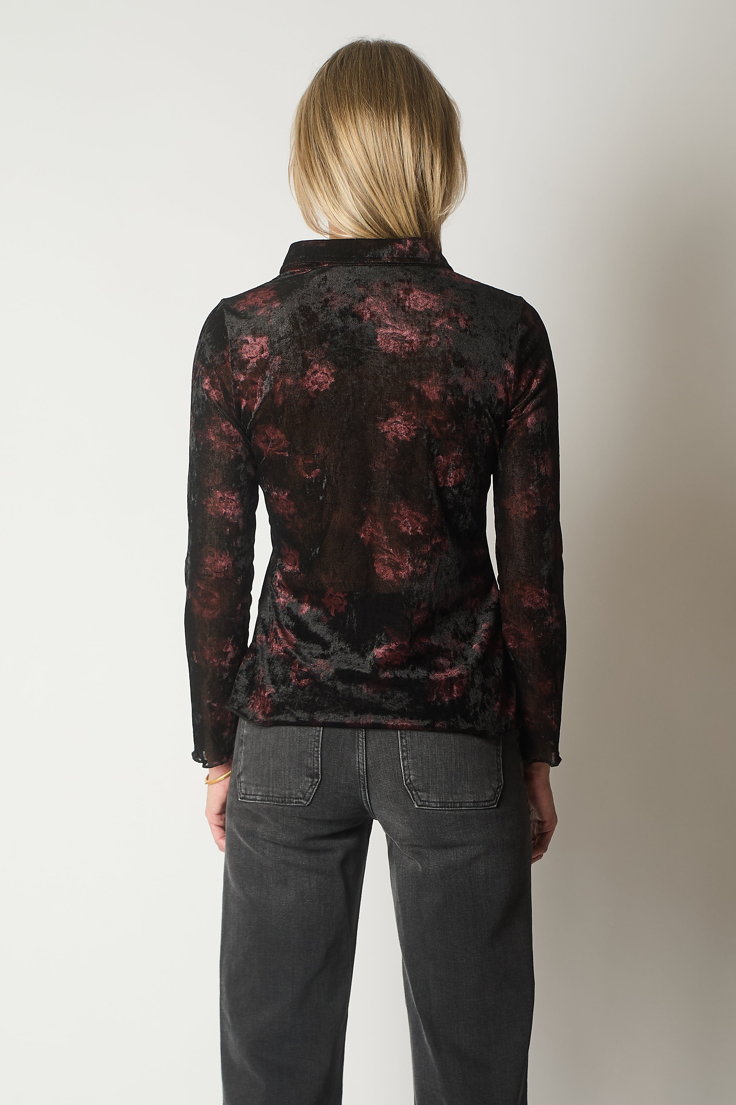 Velvet-Touch Button-Up Shirt