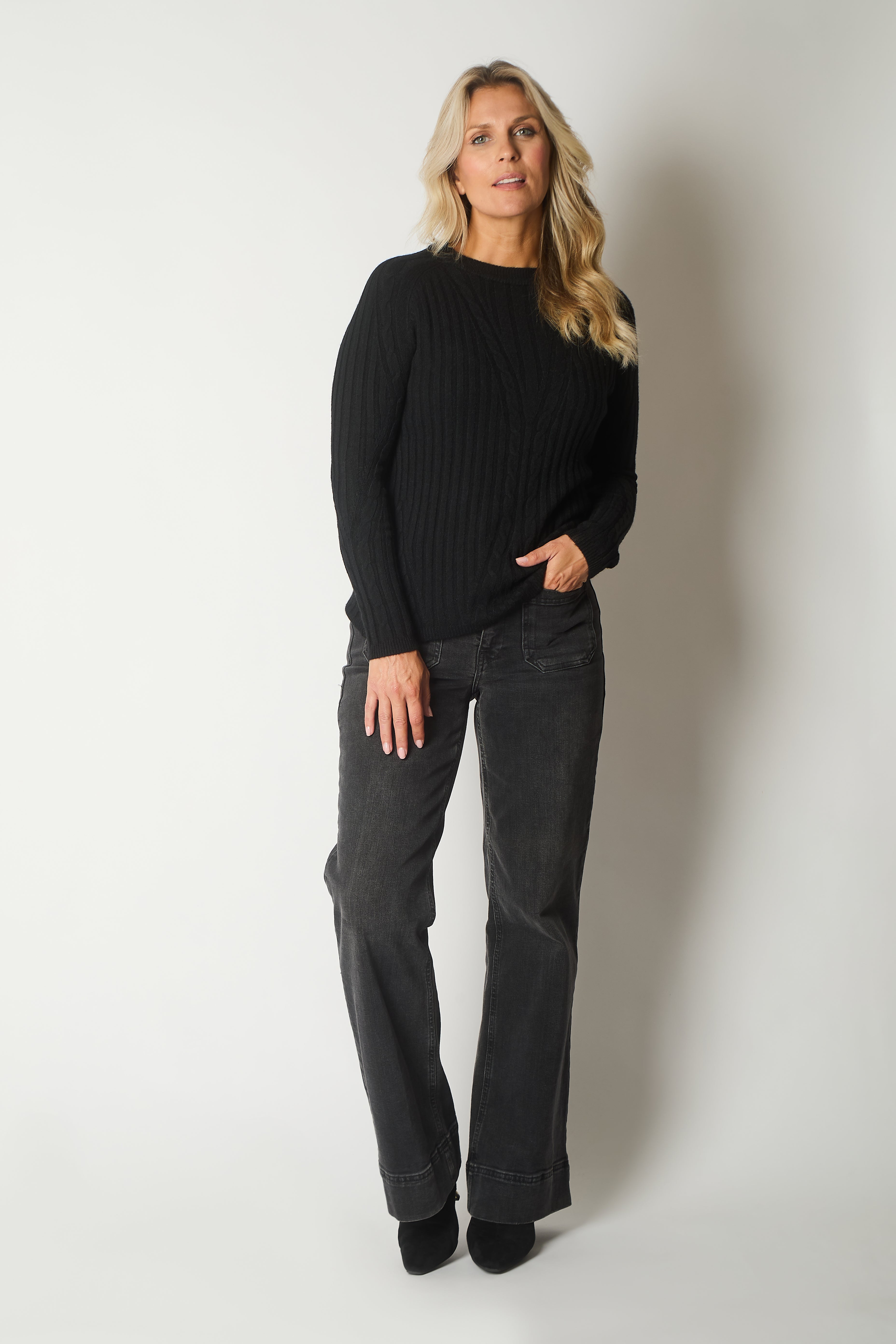 Cable Knit Jumper - Black
