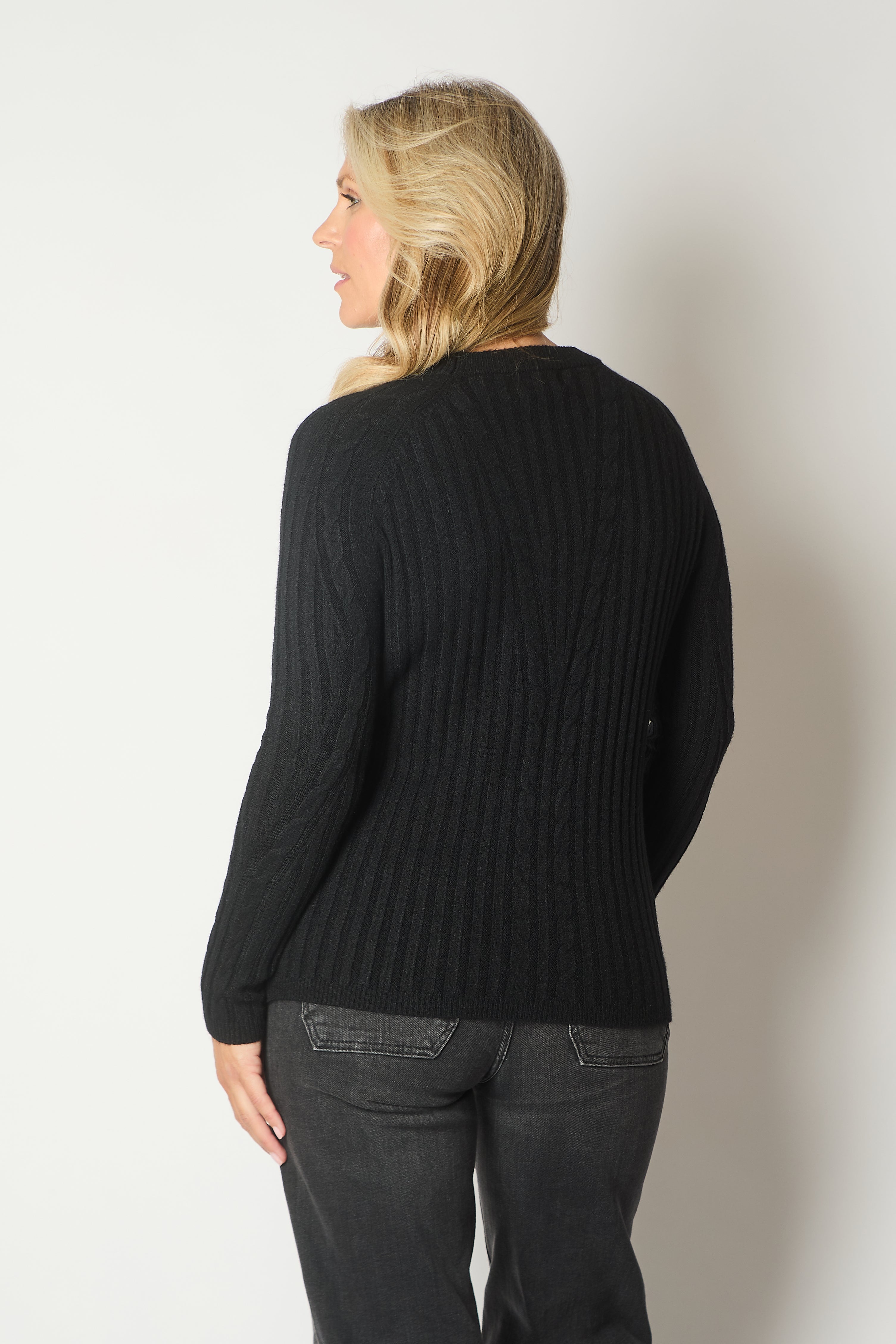 Cable Knit Jumper - Black