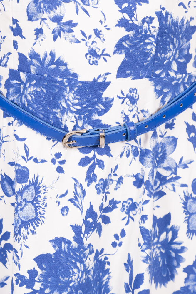 Blue Floral Fit & Flare Dress