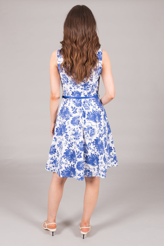 Blue Floral Fit & Flare Dress