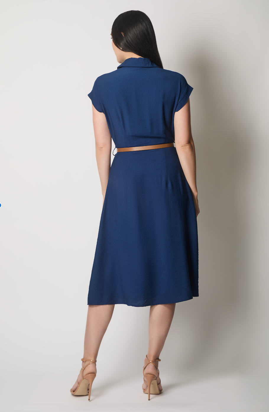Button-Down Midi Shirt Dress - Navy