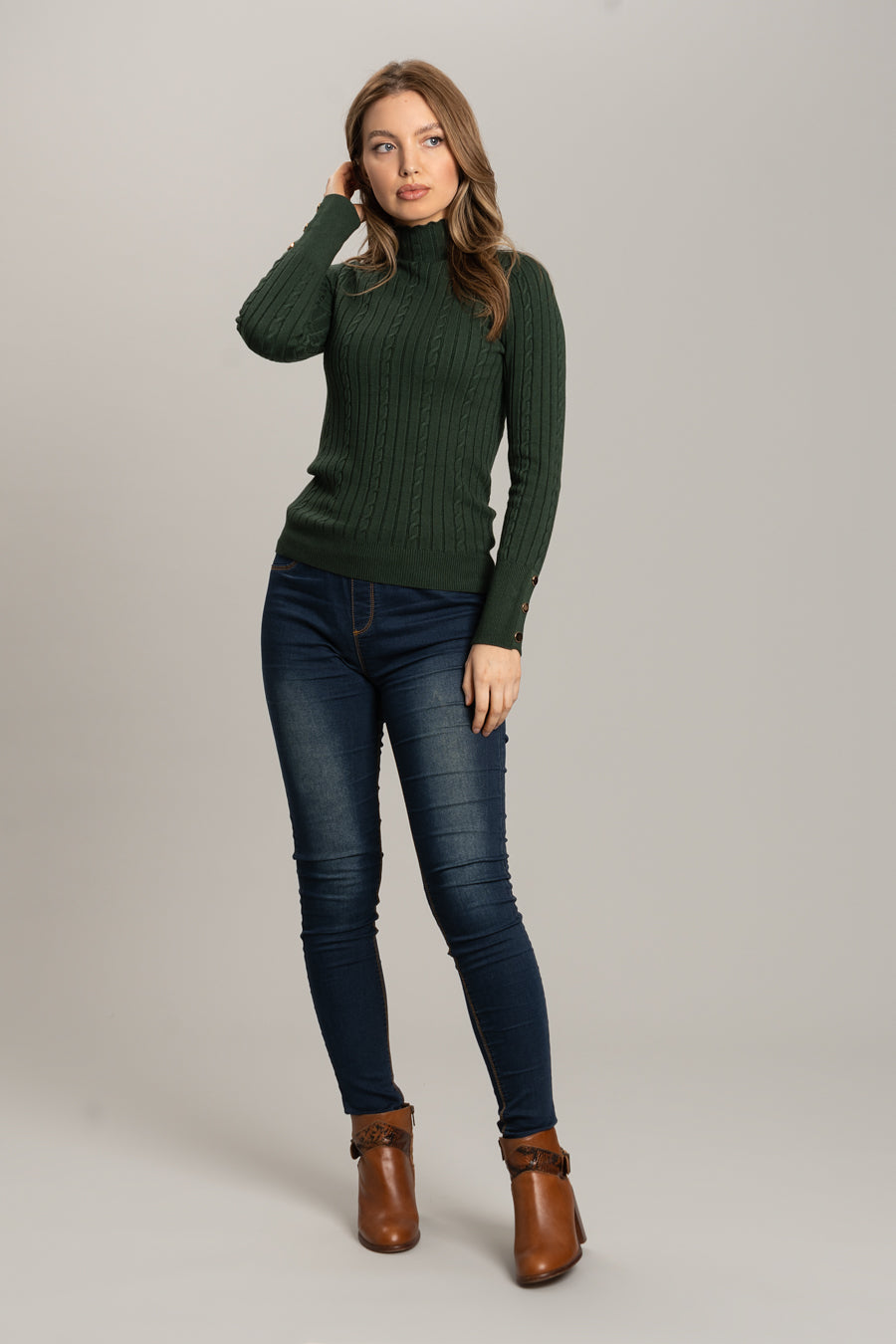 High Neck Jumper - Green
