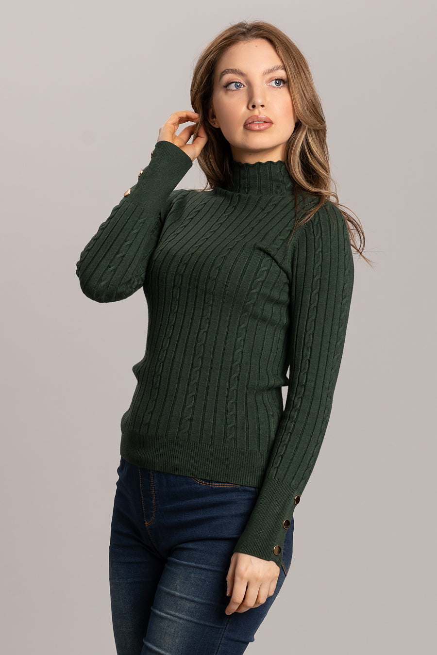 High Neck Jumper - Green