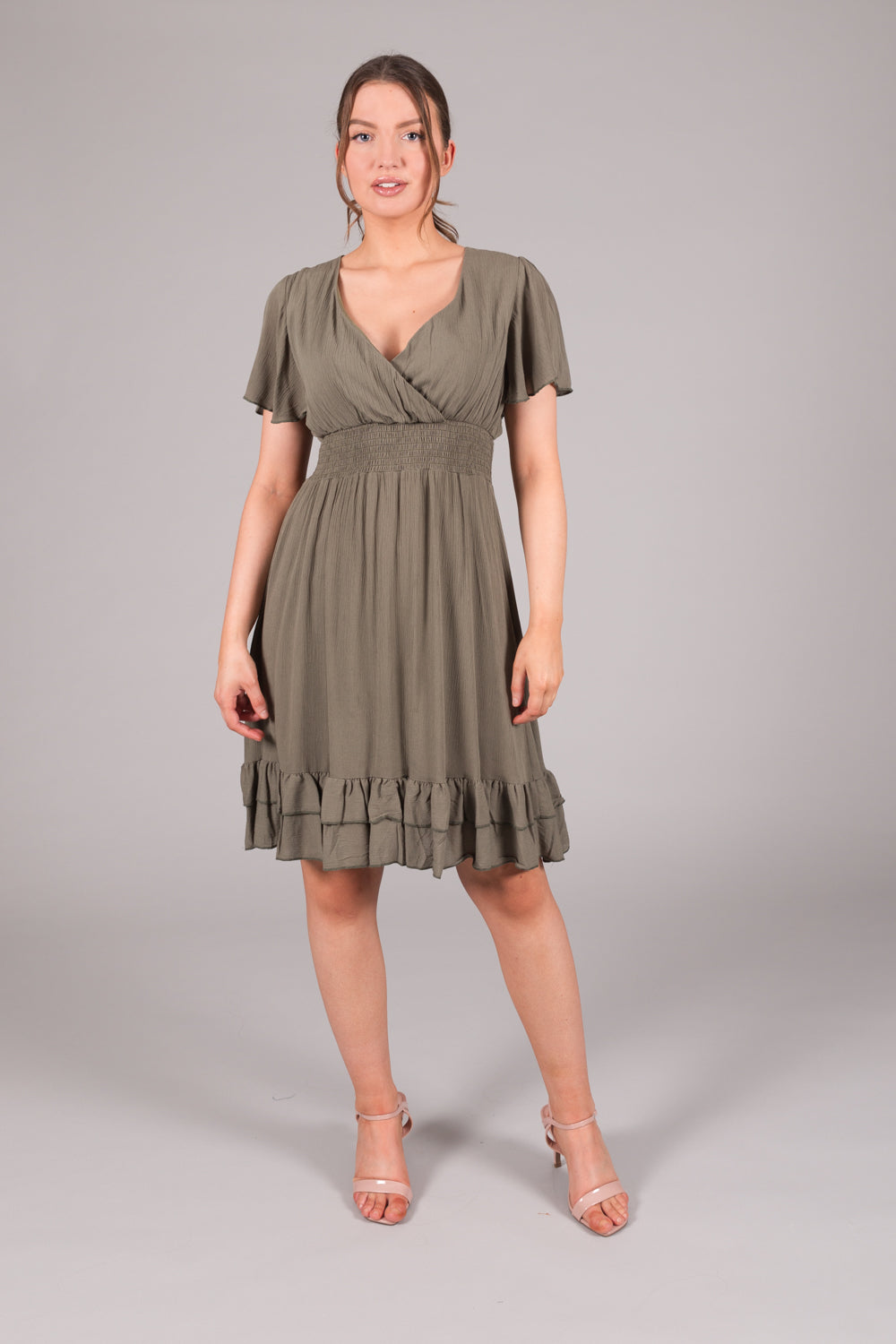 Wrap Smock Dress - Khaki