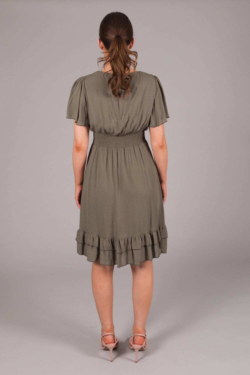 Wrap Smock Dress - Khaki