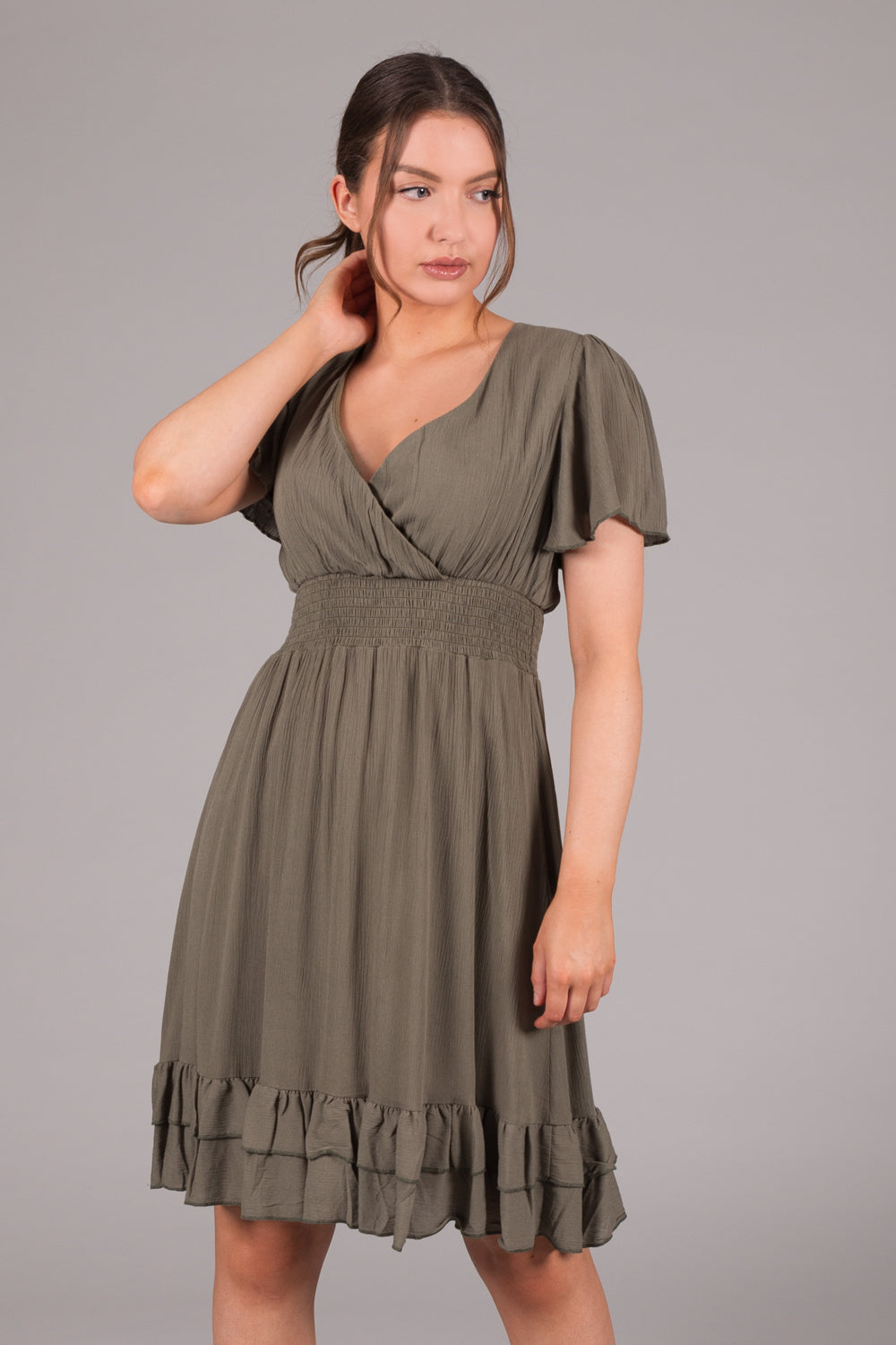 Wrap Smock Dress - Khaki