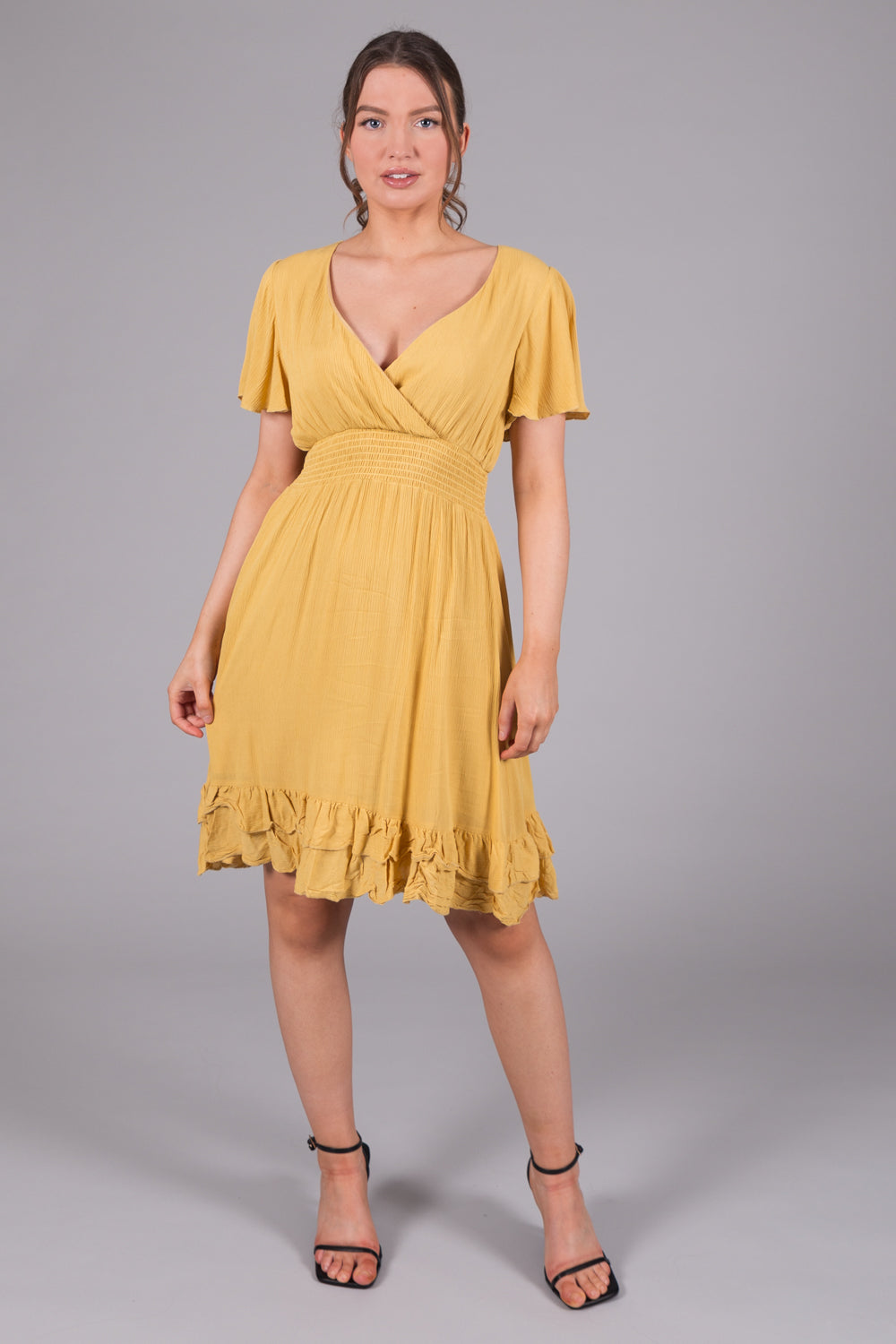 Wrap Smock Dress - Mustard