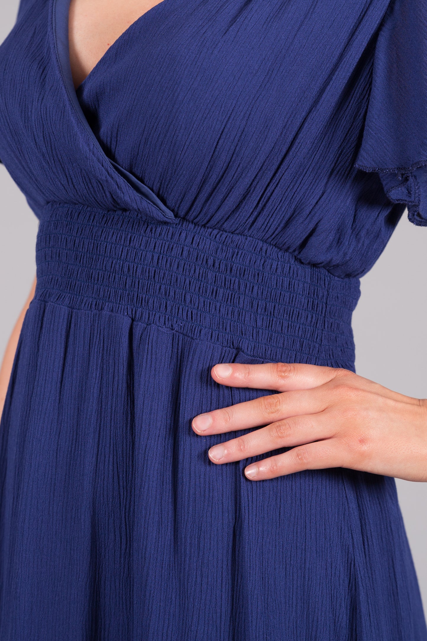 Wrap Smock Dress - Navy