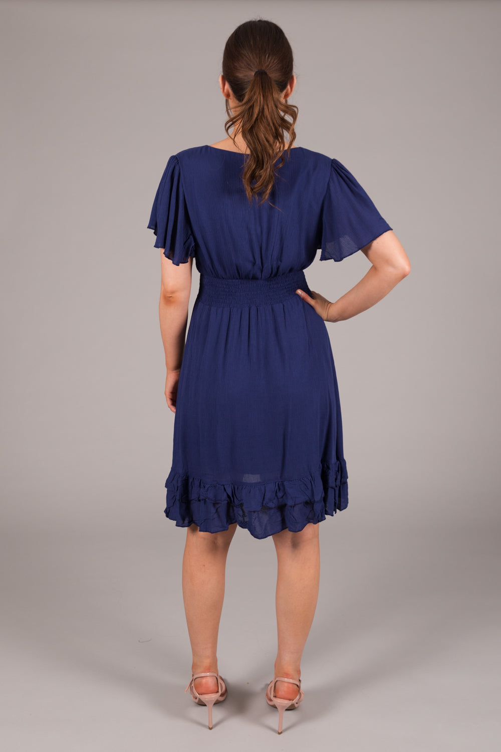 Wrap Smock Dress - Navy