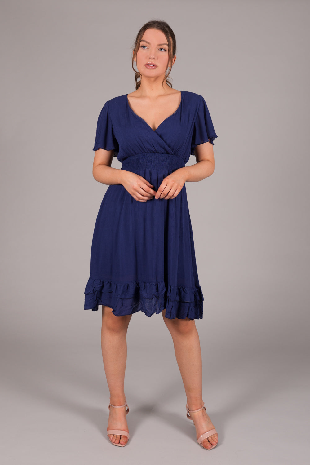 Wrap Smock Dress - Navy