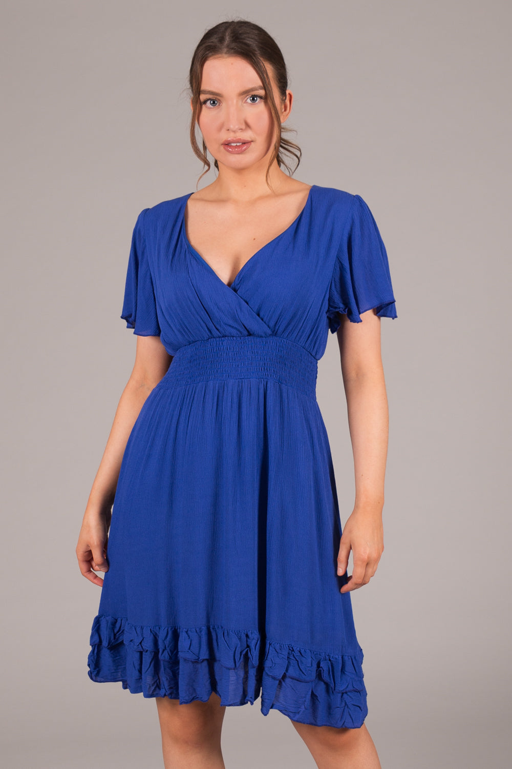 Wrap Smock Dress - Blue