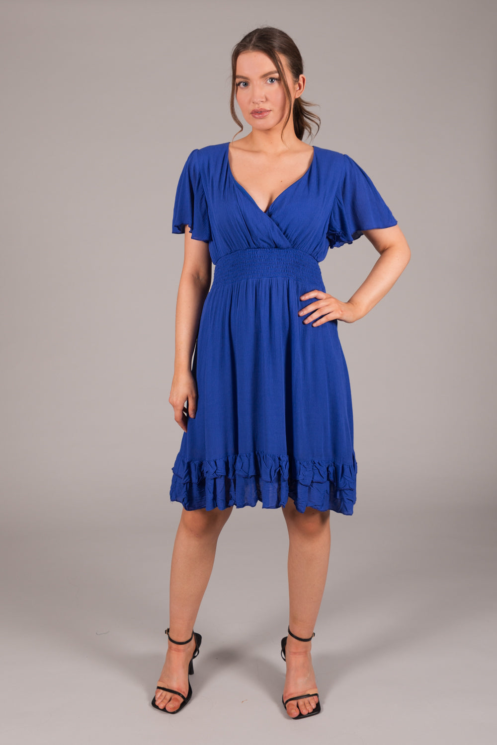 Wrap Smock Dress - Blue