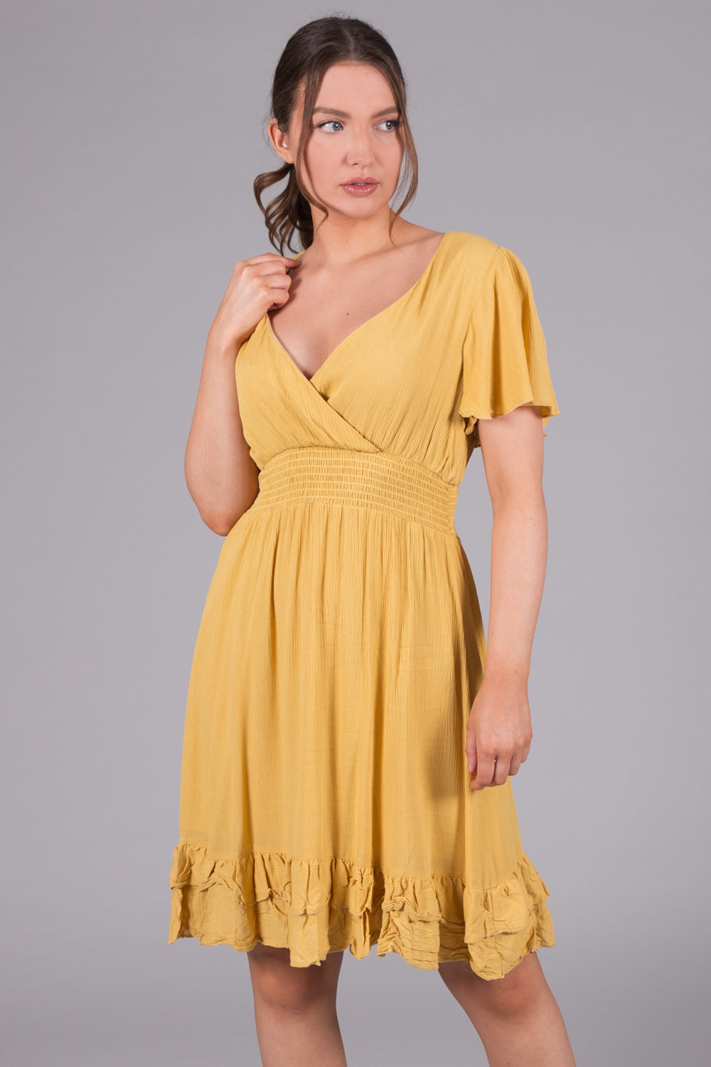 Wrap Smock Dress - Mustard