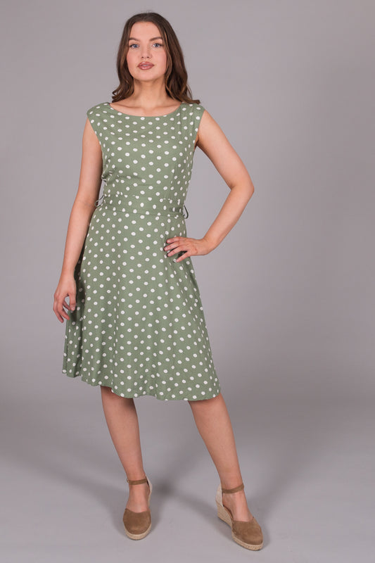 Polka Dot Print Dress - Green